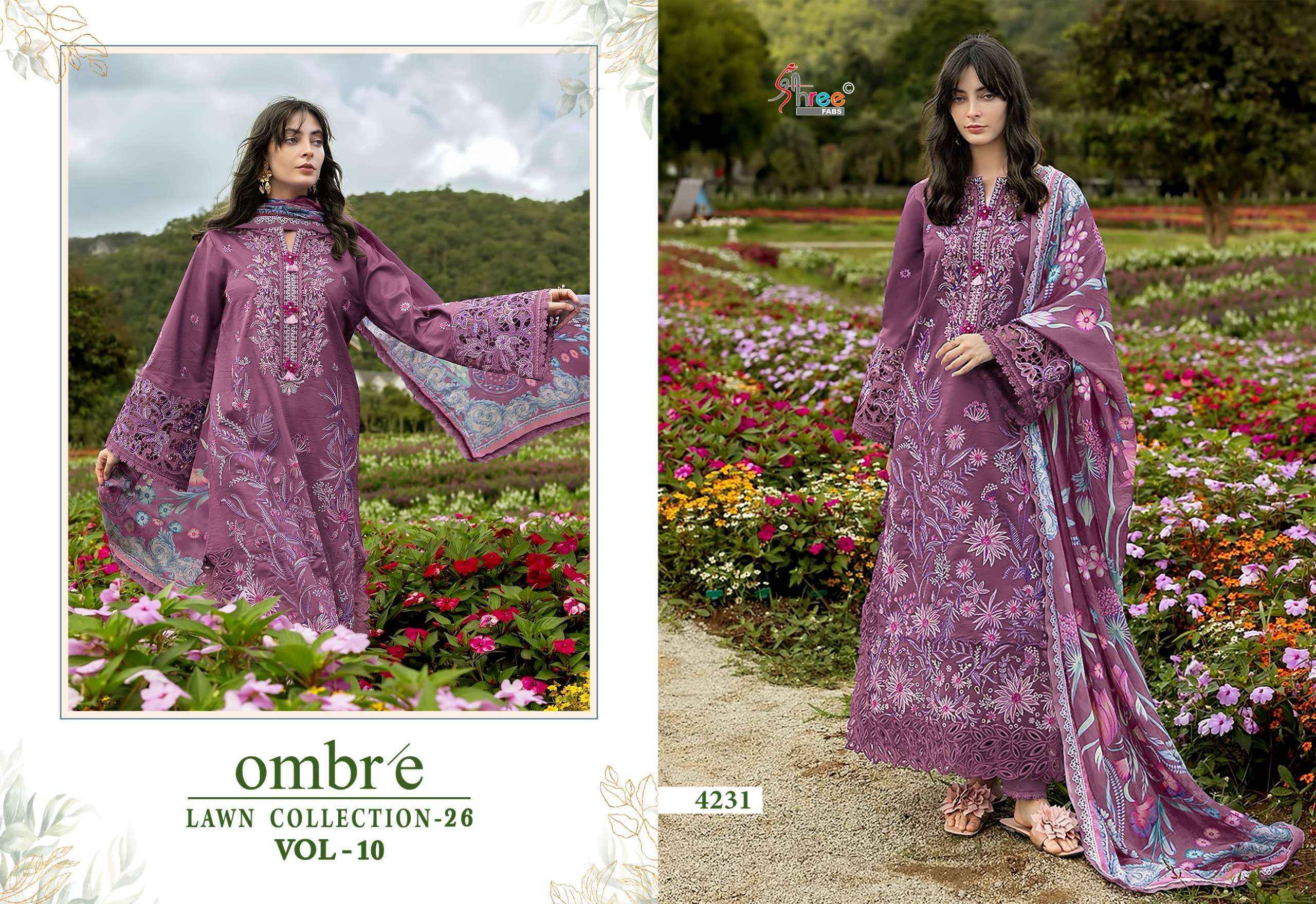 Shree Fabs Ombre Lawn Collection 26 Vol 10 Cotton Dress Material 6 pcs Catalogue