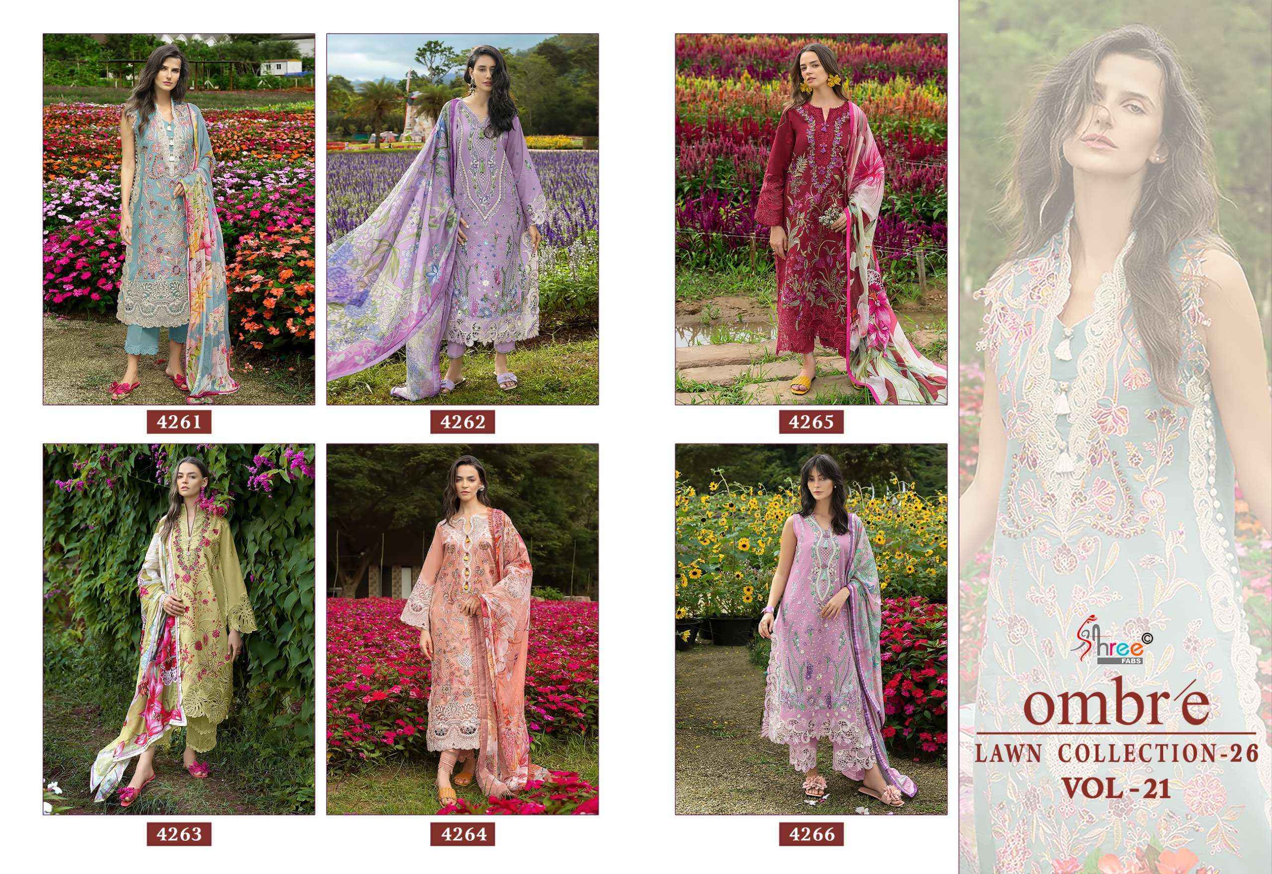 Shree Fabs Ombre Lawn Collection 26 Vol-21 Cotton Dress Material (6 pcs Catalogue)