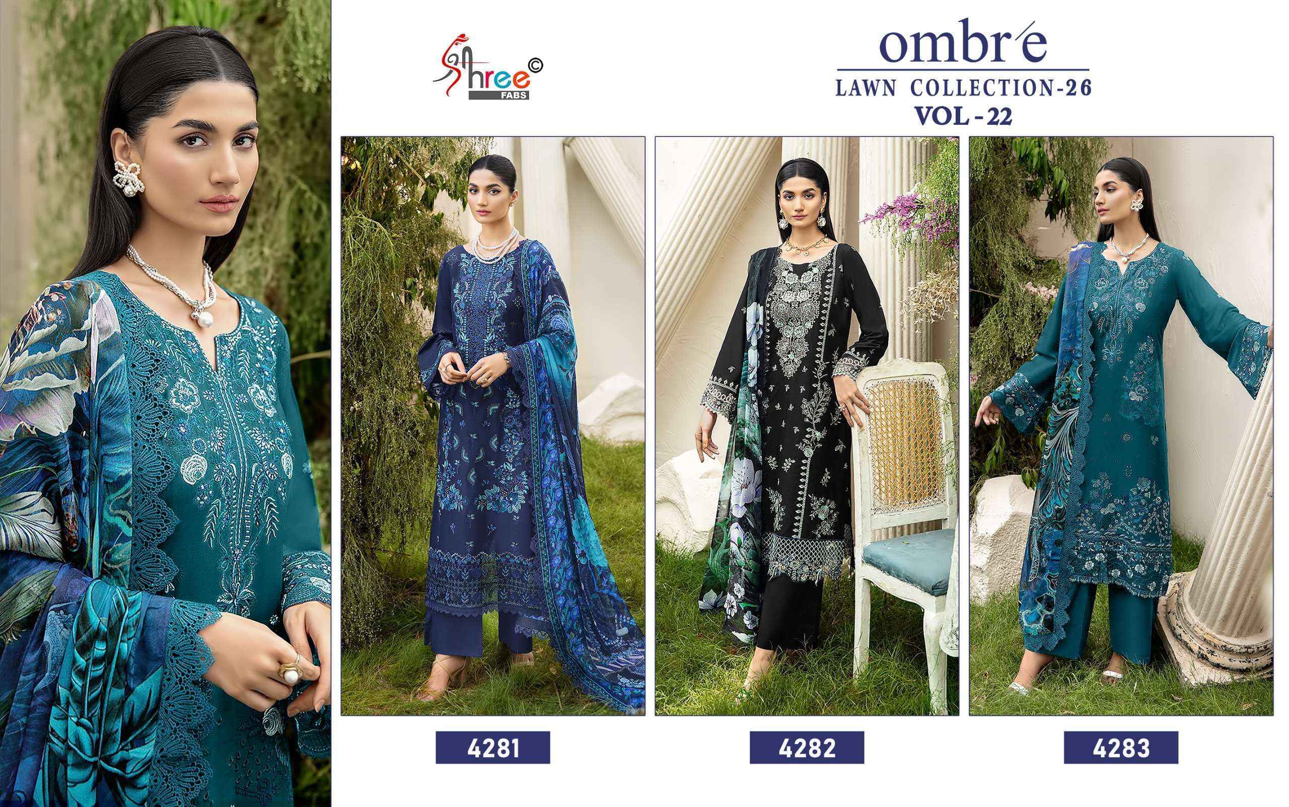 Shree Fabs Ombre Lawn Collection 26 Vol-22 Cotton Dress Material (3 pcs Catalogue)