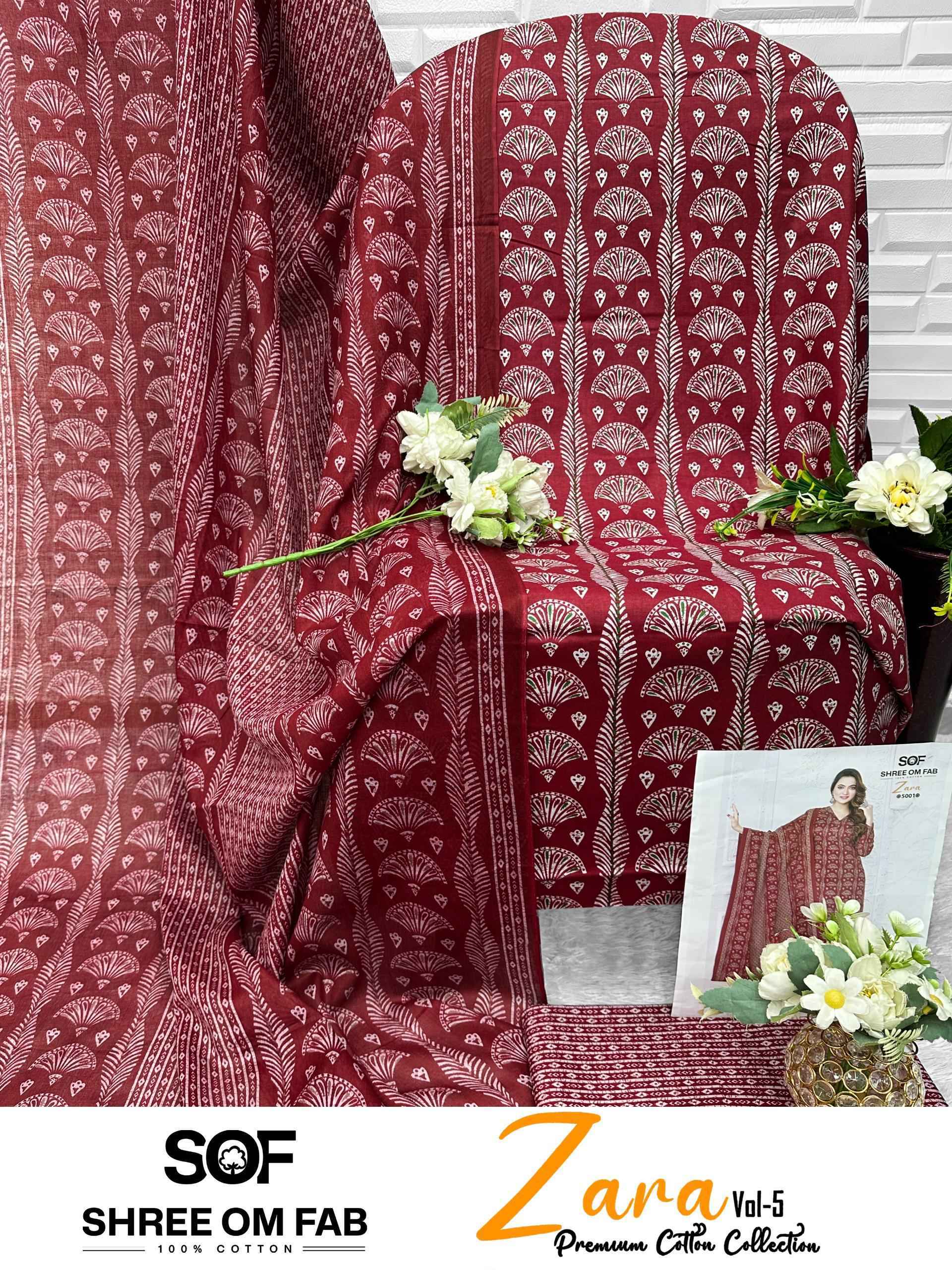 Shree Om Fab Zara Vol-5 Cotton Dress Material (10 pcs Catalogue)