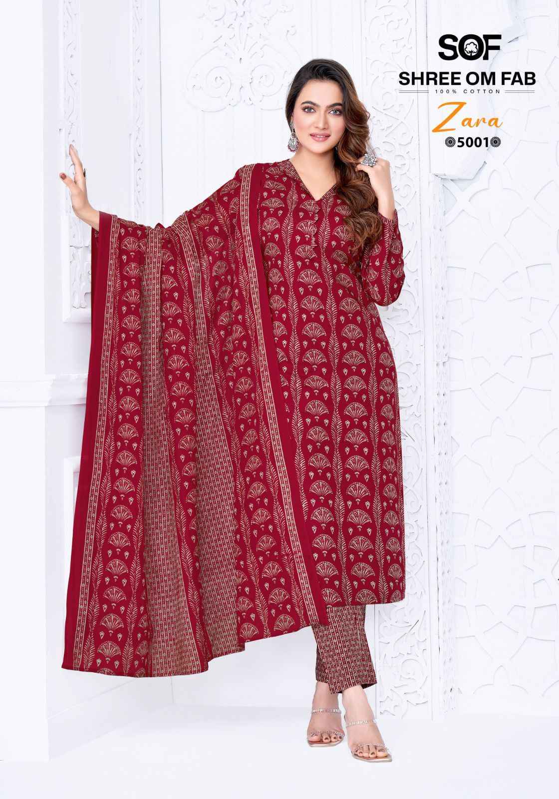 Shree Om Fab Zara Vol-5 Cotton Dress Material (10 pcs Catalogue)
