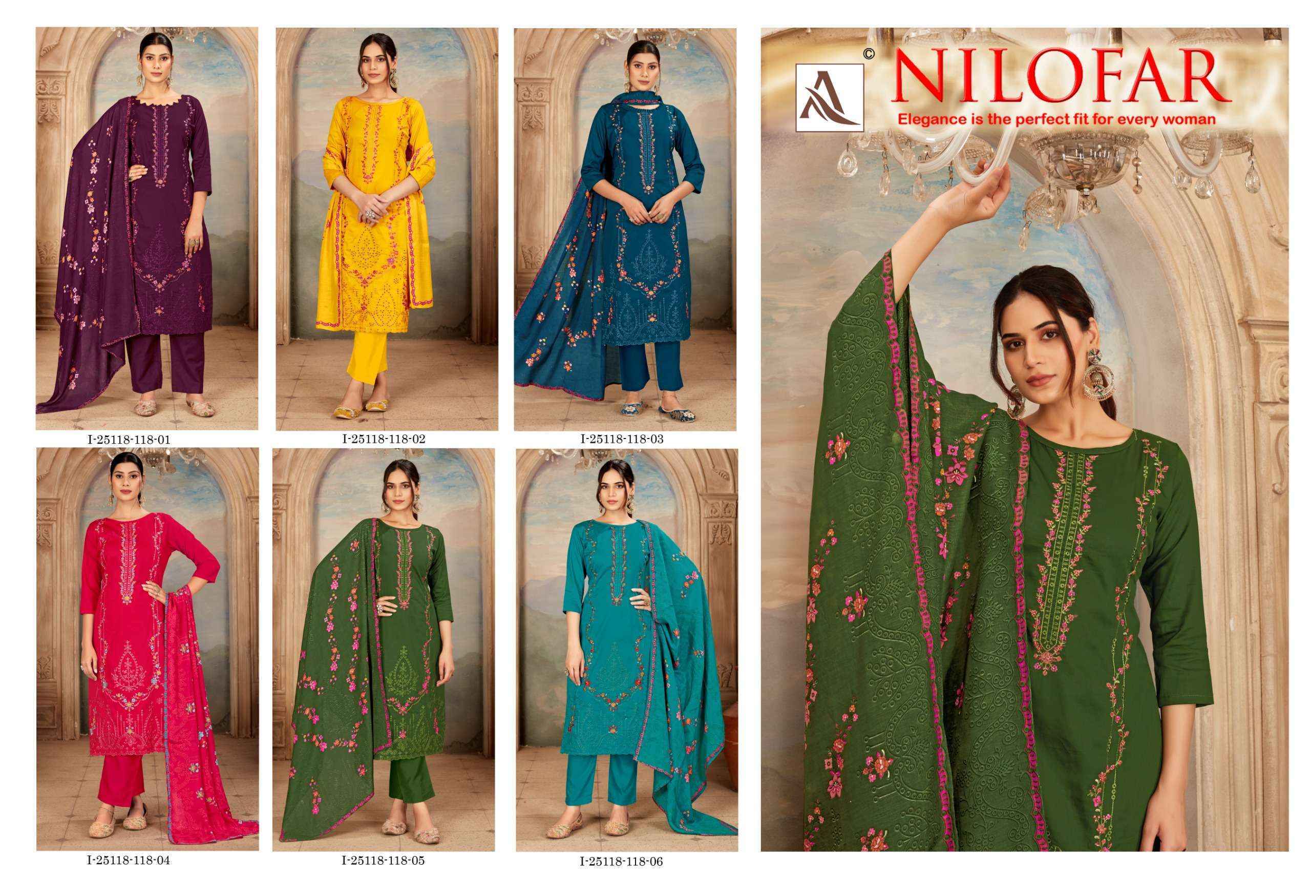 Alok Nilofar Jam Cotton Dress Material (6 pcs Catalogue)