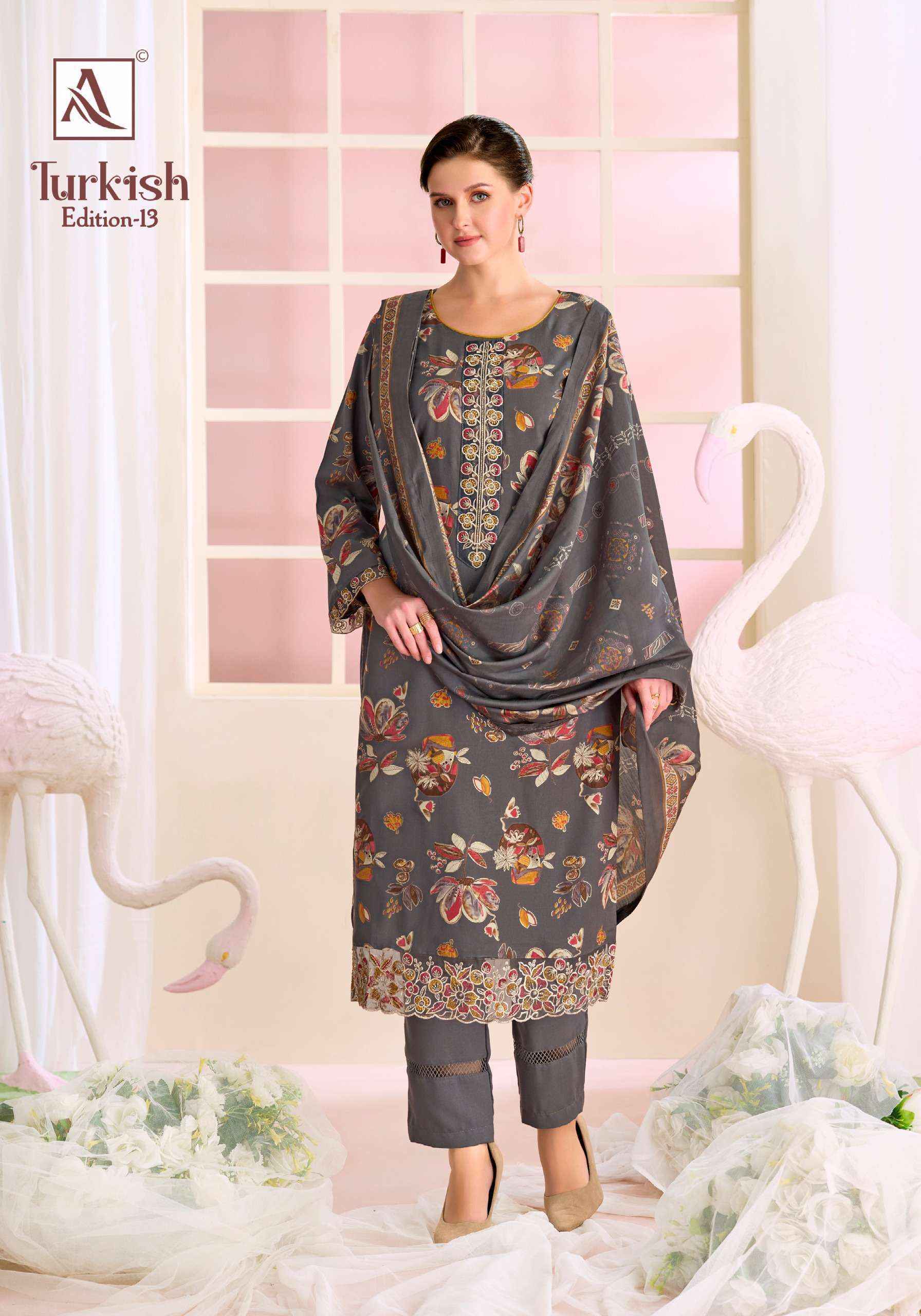 Alok Turkish Edition-13 Viscose Reyon Dress Material (6 pcs Catalogue)