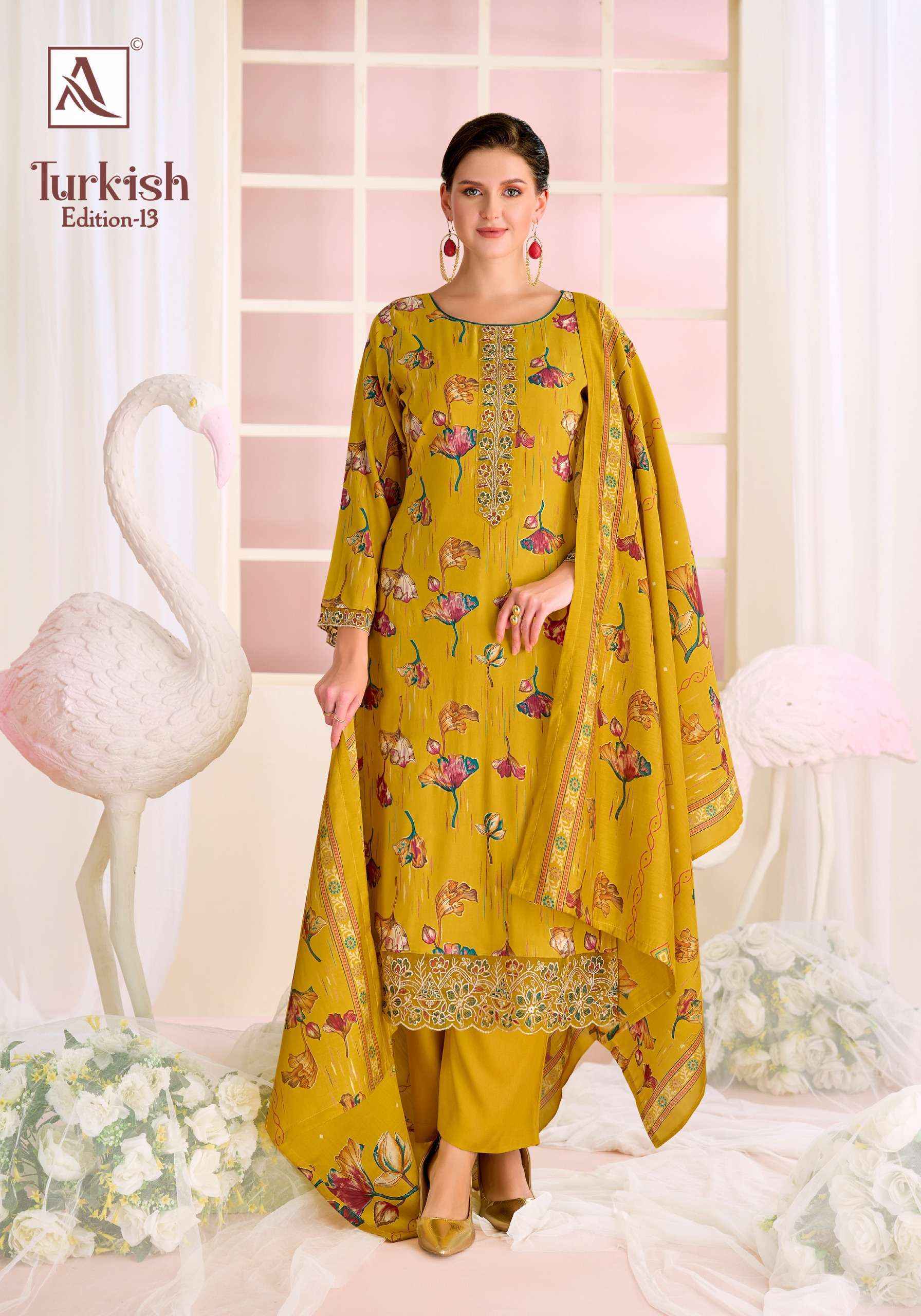 Alok Turkish Edition-13 Viscose Reyon Dress Material (6 pcs Catalogue)