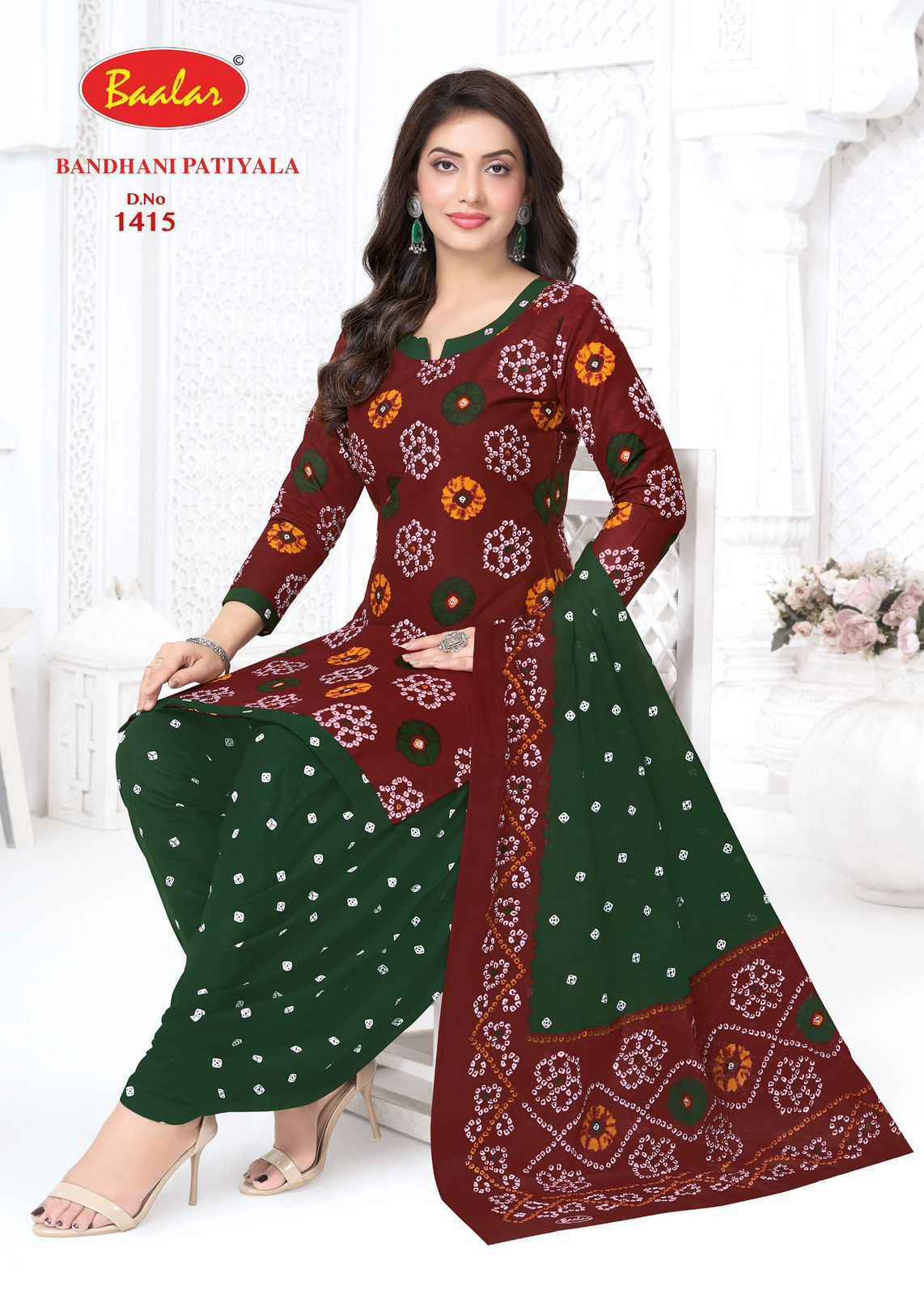 Baalar Bandhani Patiyala Vol-14 Cotton Dress Material (12 pcs Catalogue)