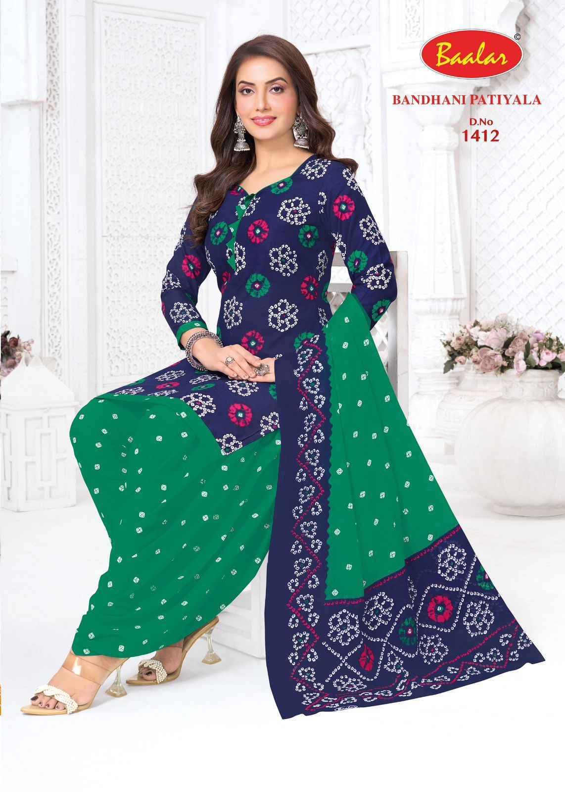 Baalar Bandhani Patiyala Vol-14 Cotton Dress Material (12 pcs Catalogue)