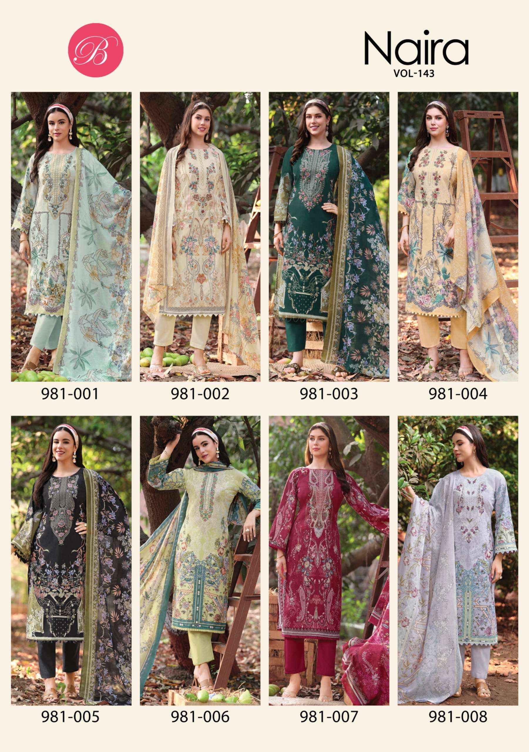 Belliza Naira Vol-143 Cotton Dress Material (8 pcs Cataloge)