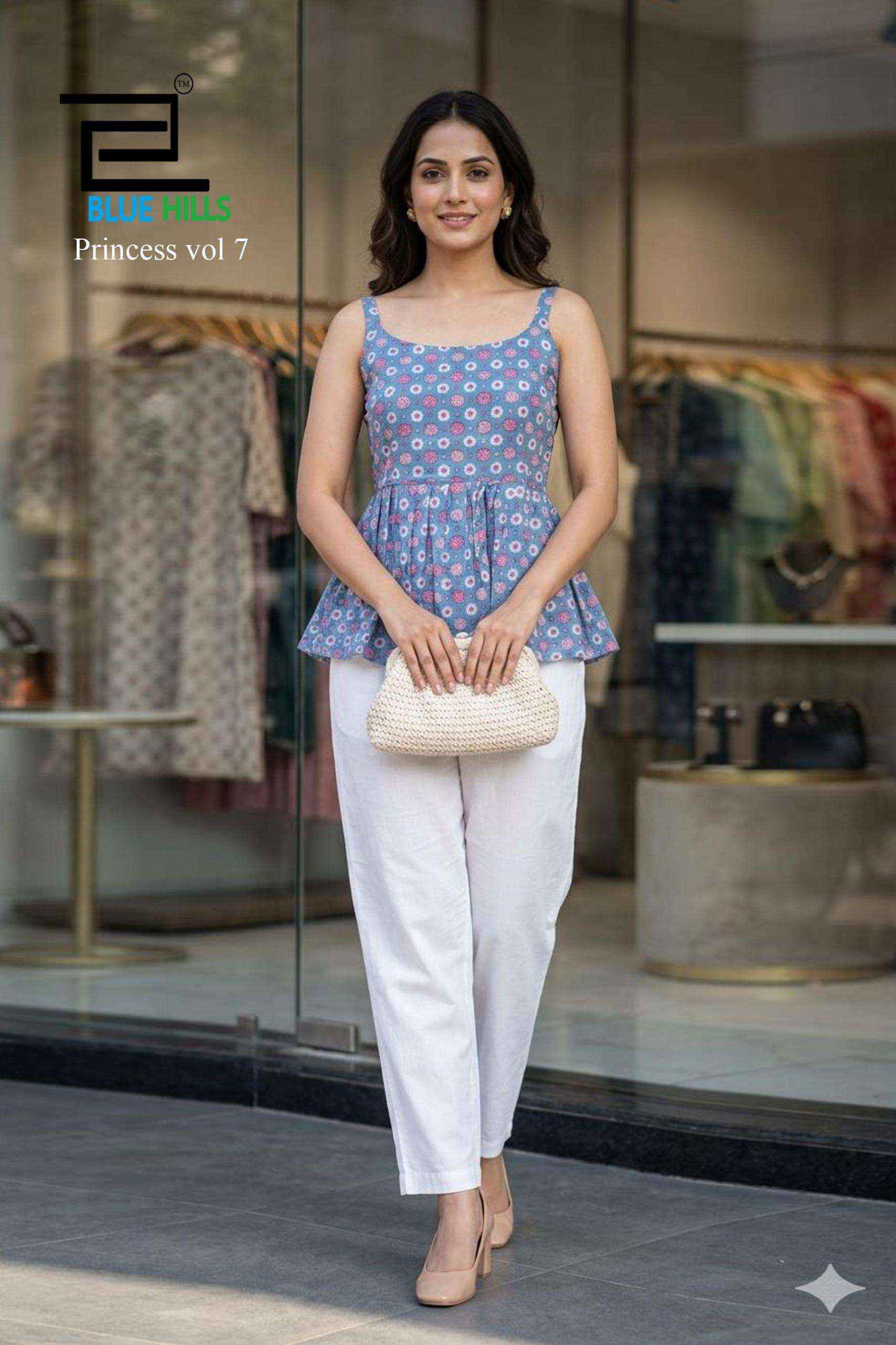 Blue Hills Princess Vol-7 Short Cotton Tunic (6 pcs Catalogue