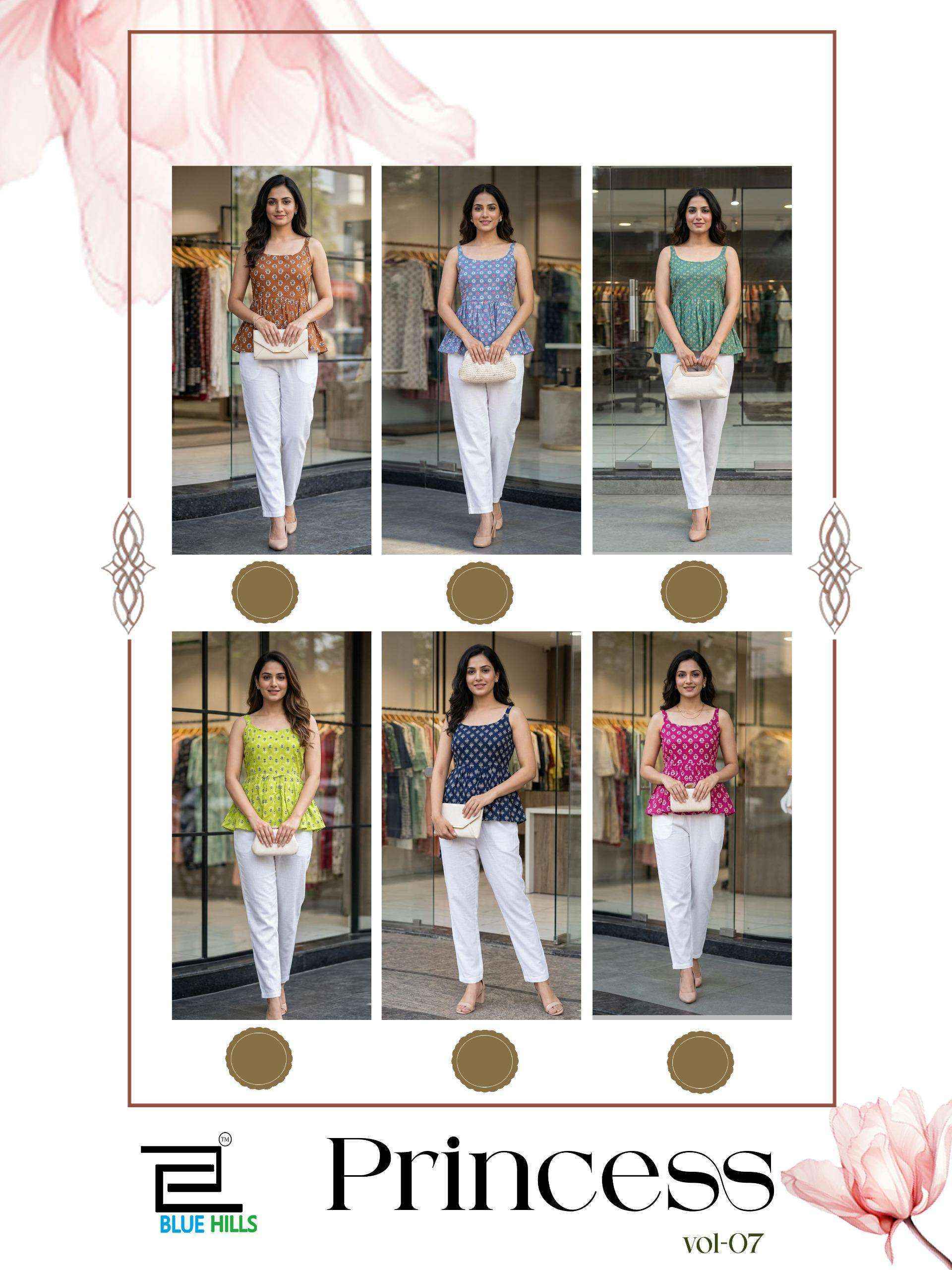 Blue Hills Princess Vol-7 Short Cotton Tunic (6 pcs Catalogue
