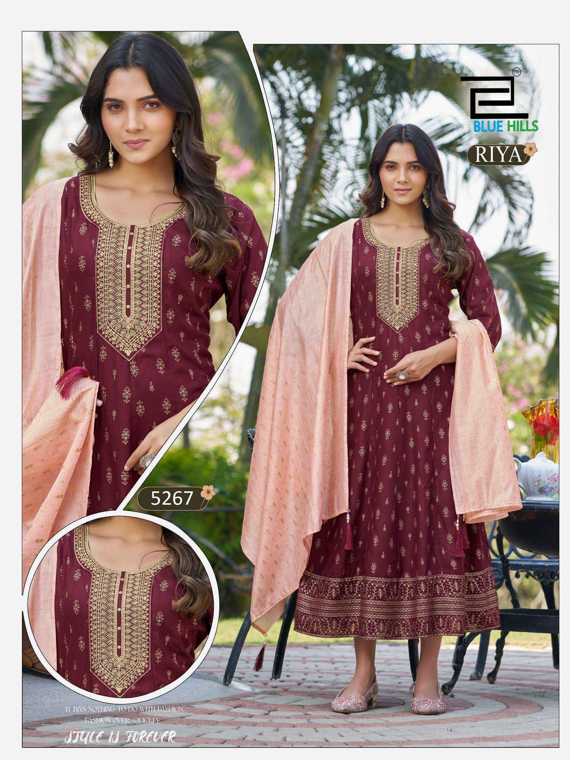 Blue Hills Riya Rayon Gown With Dupatta (6 pcs Catalogue)