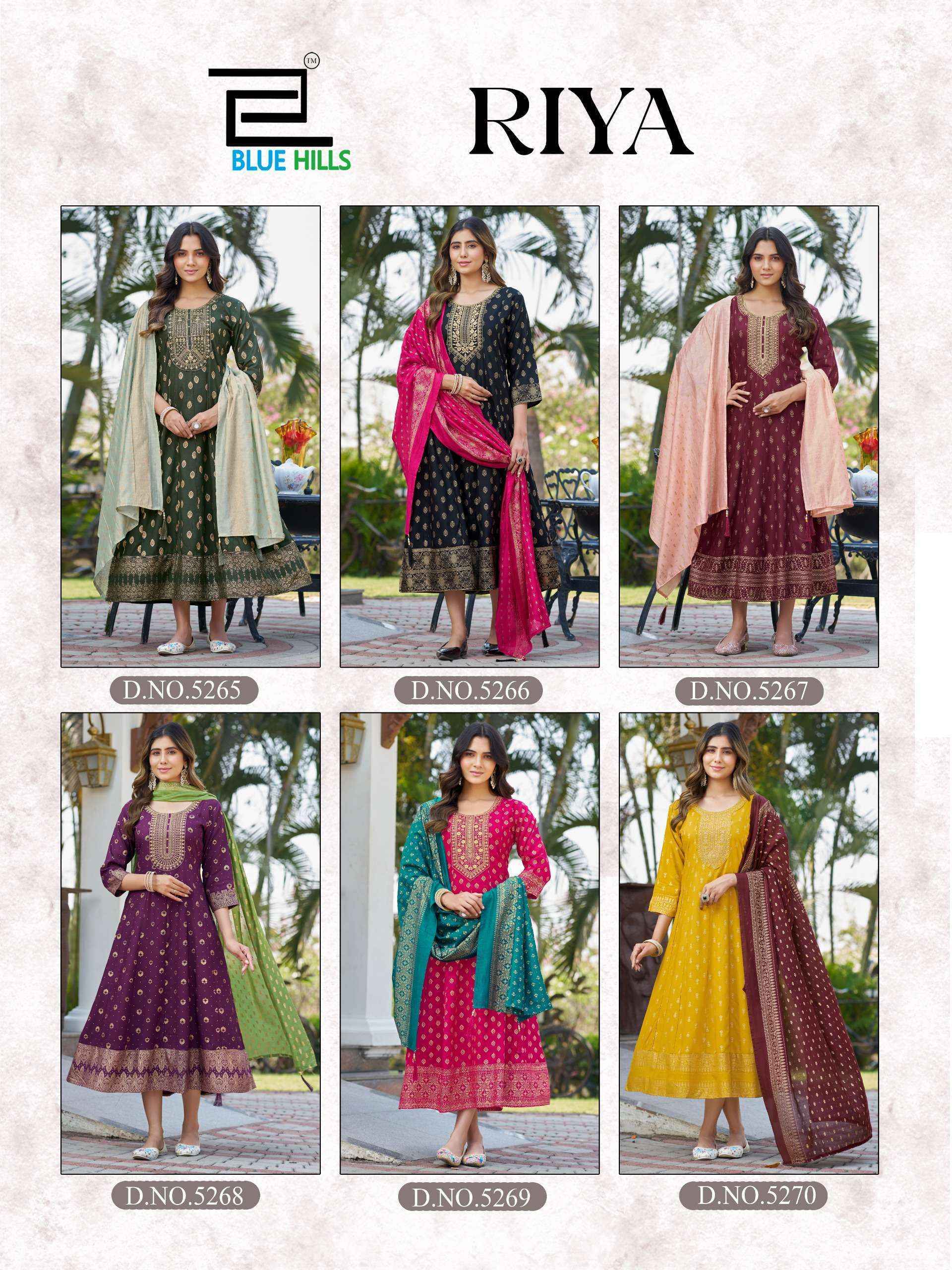 Blue Hills Riya Rayon Gown With Dupatta (6 pcs Catalogue)