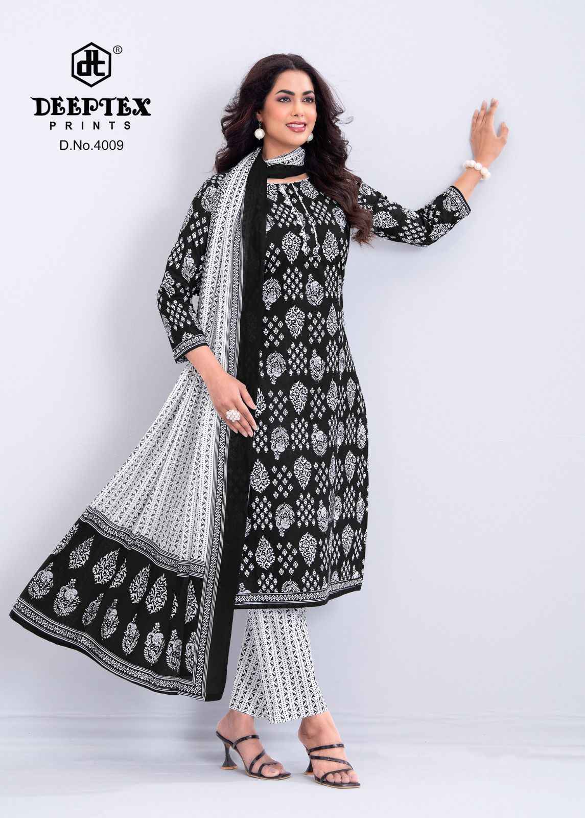 Deeptex Aaliza Black & White Special Vol 4 Cotton Dress Material 10 pcs Catalogue