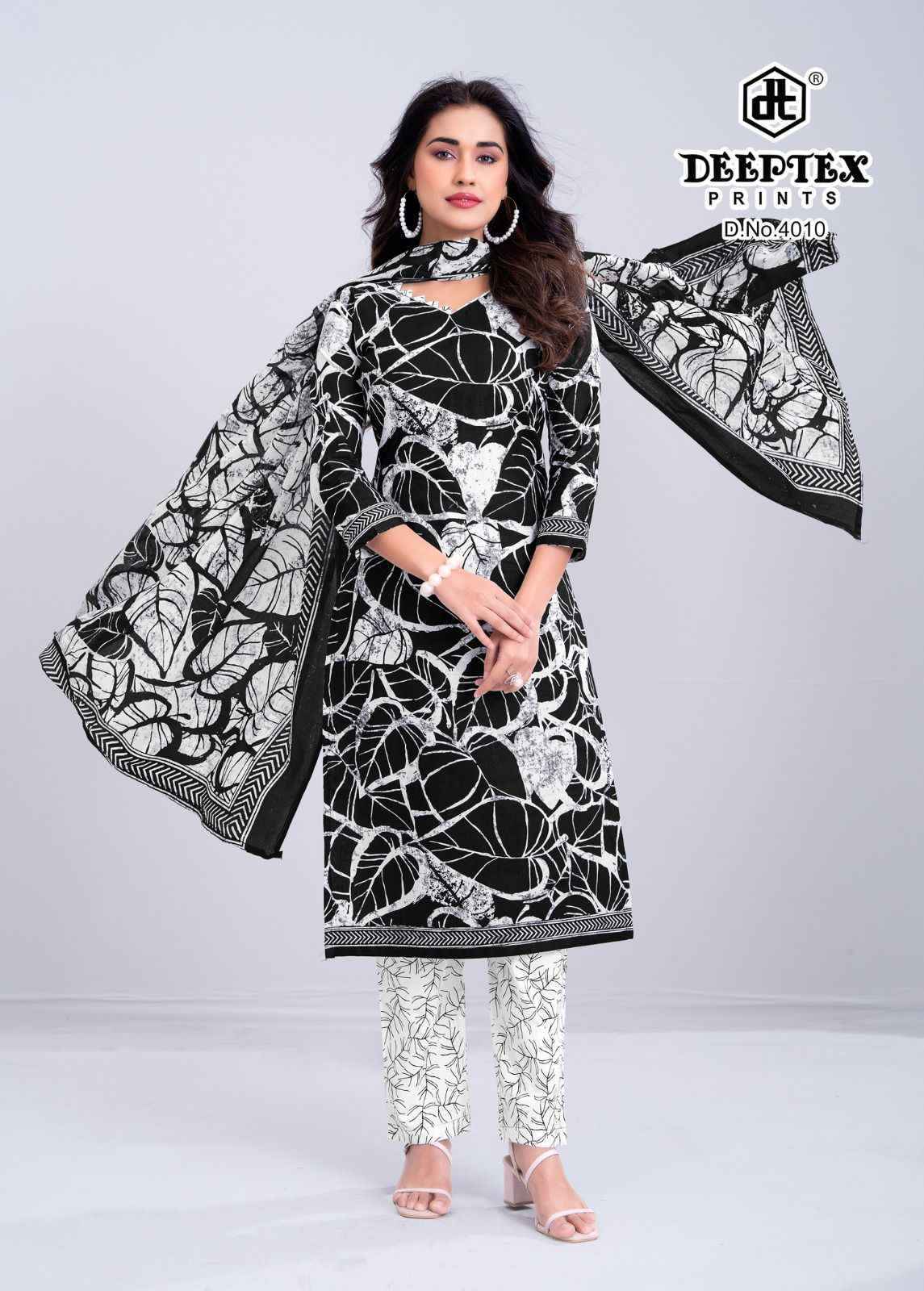 Deeptex Aaliza Black & White Special Vol 4 Cotton Dress Material 10 pcs Catalogue