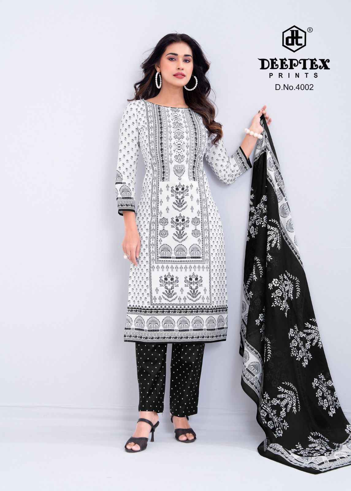 Deeptex Aaliza Black & White Special Vol 4 Cotton Dress Material 10 pcs Catalogue