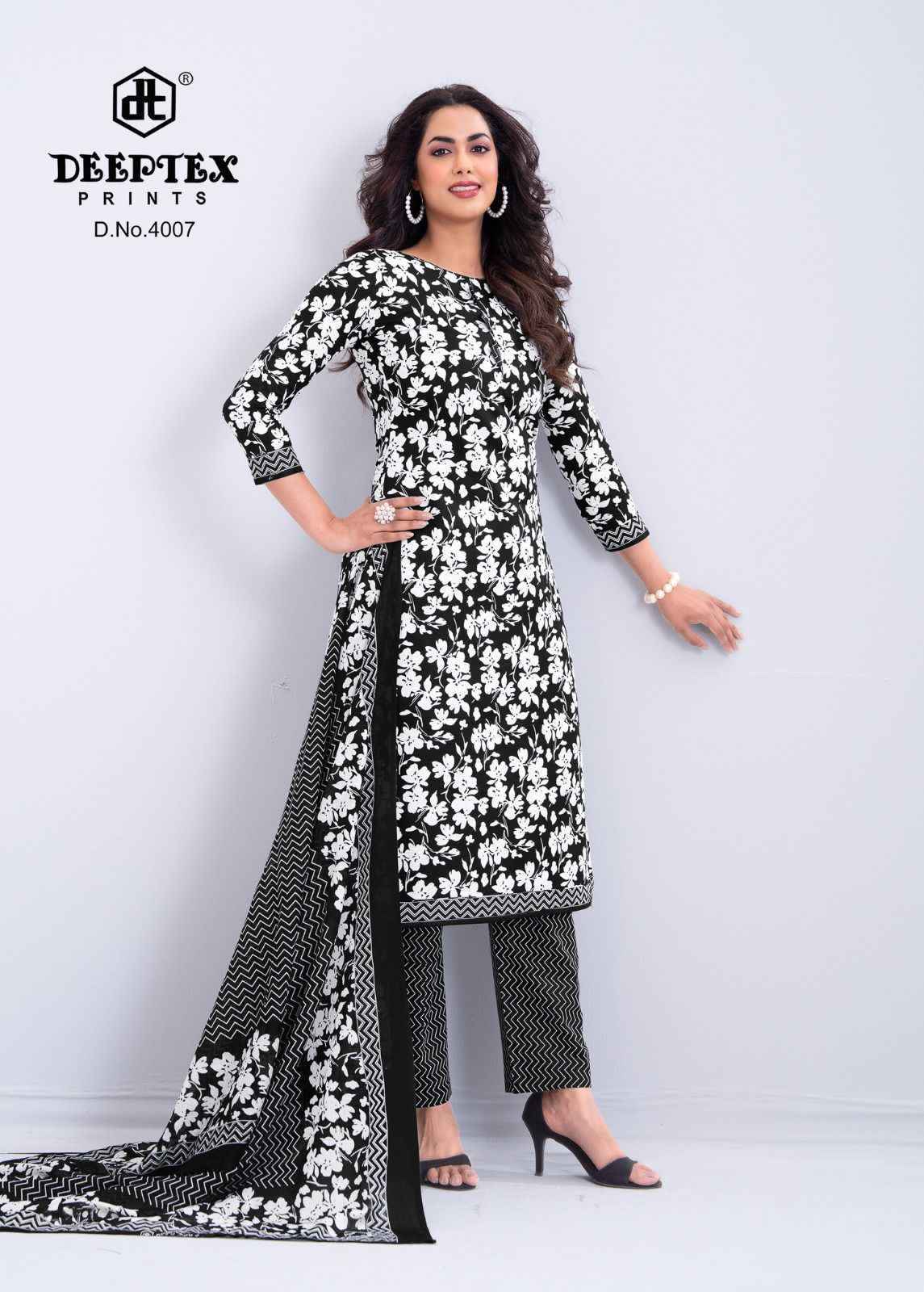 Deeptex Aaliza Black & White Special Vol 4 Cotton Dress Material 10 pcs Catalogue