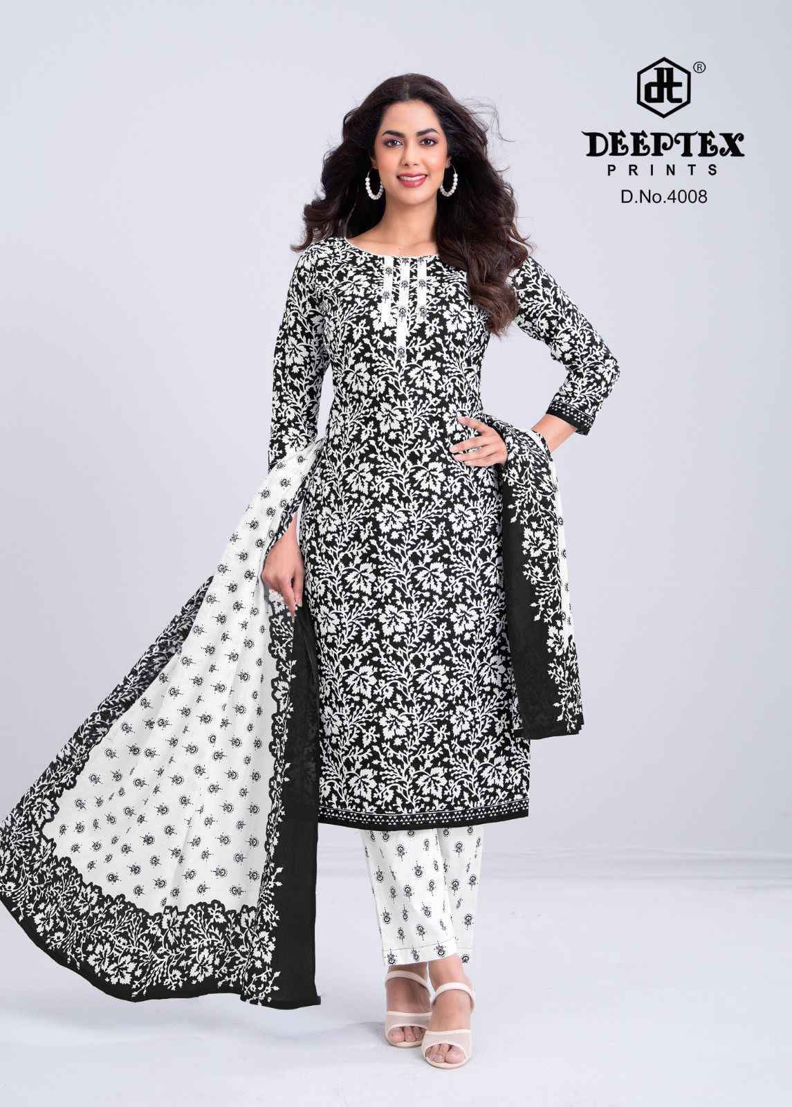 Deeptex Aaliza Black & White Special Vol 4 Cotton Dress Material 10 pcs Catalogue