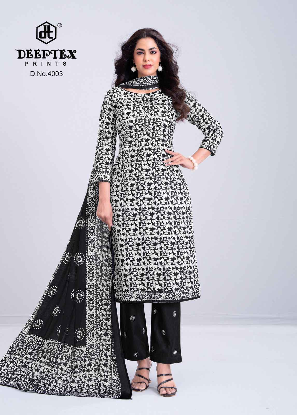 Deeptex Aaliza Black & White Special Vol 4 Cotton Dress Material 10 pcs Catalogue