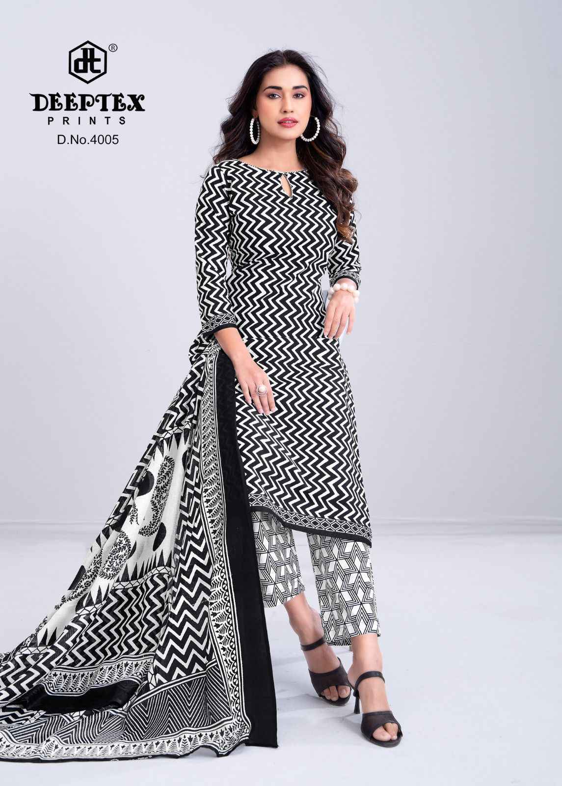 Deeptex Aaliza Black & White Special Vol 4 Cotton Dress Material 10 pcs Catalogue