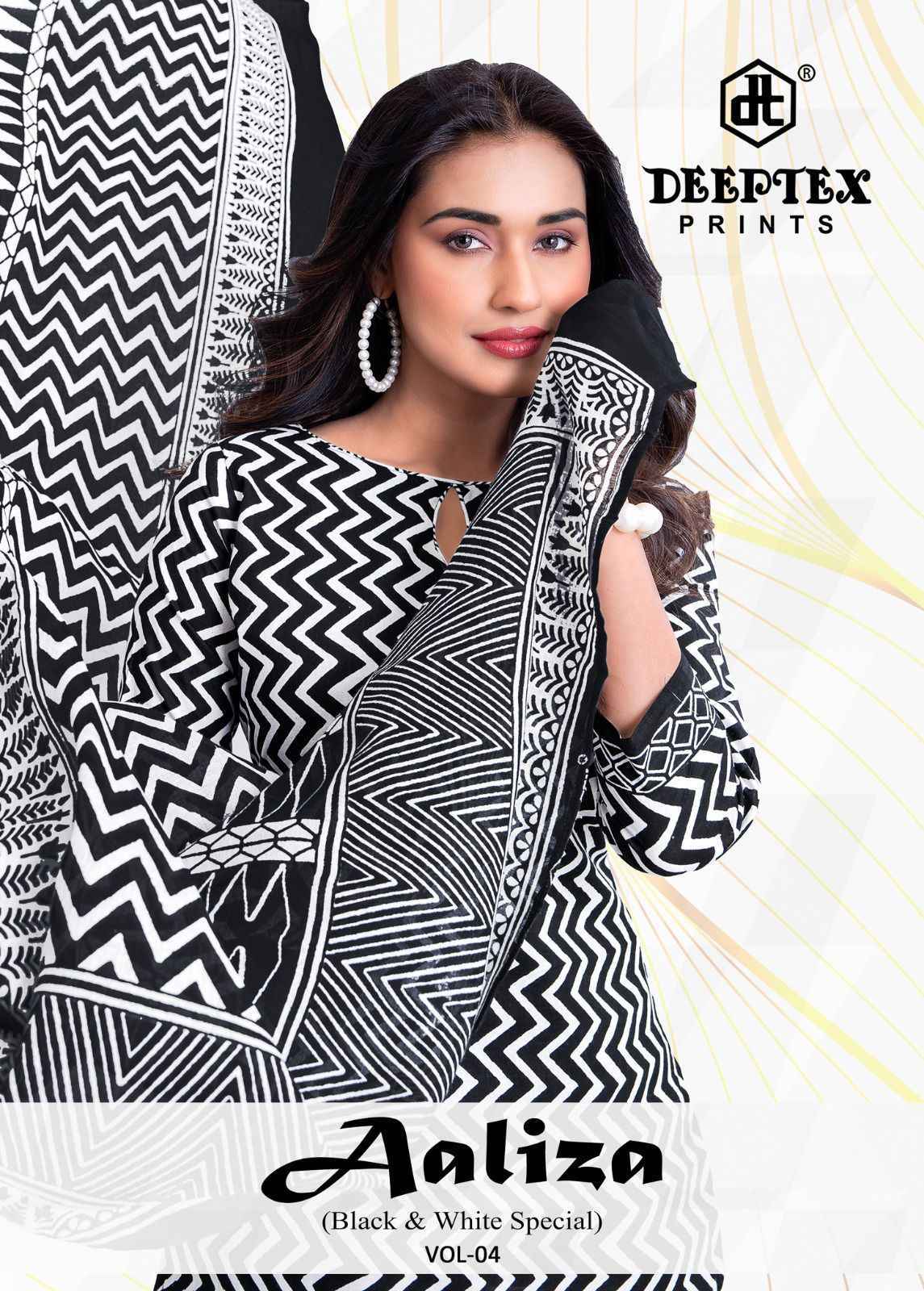 Deeptex Aaliza Black & White Special Vol 4 Cotton Dress Material 10 pcs Catalogue