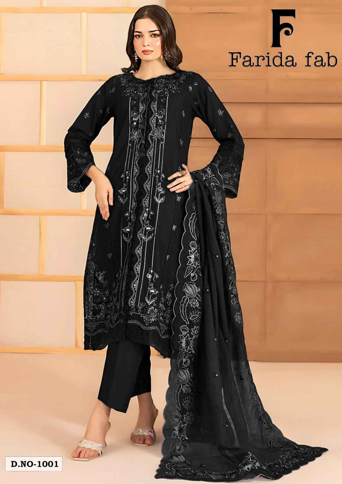 Farida Fab Black & White Readymade Cotton Dress (6 pcs Catalogue)