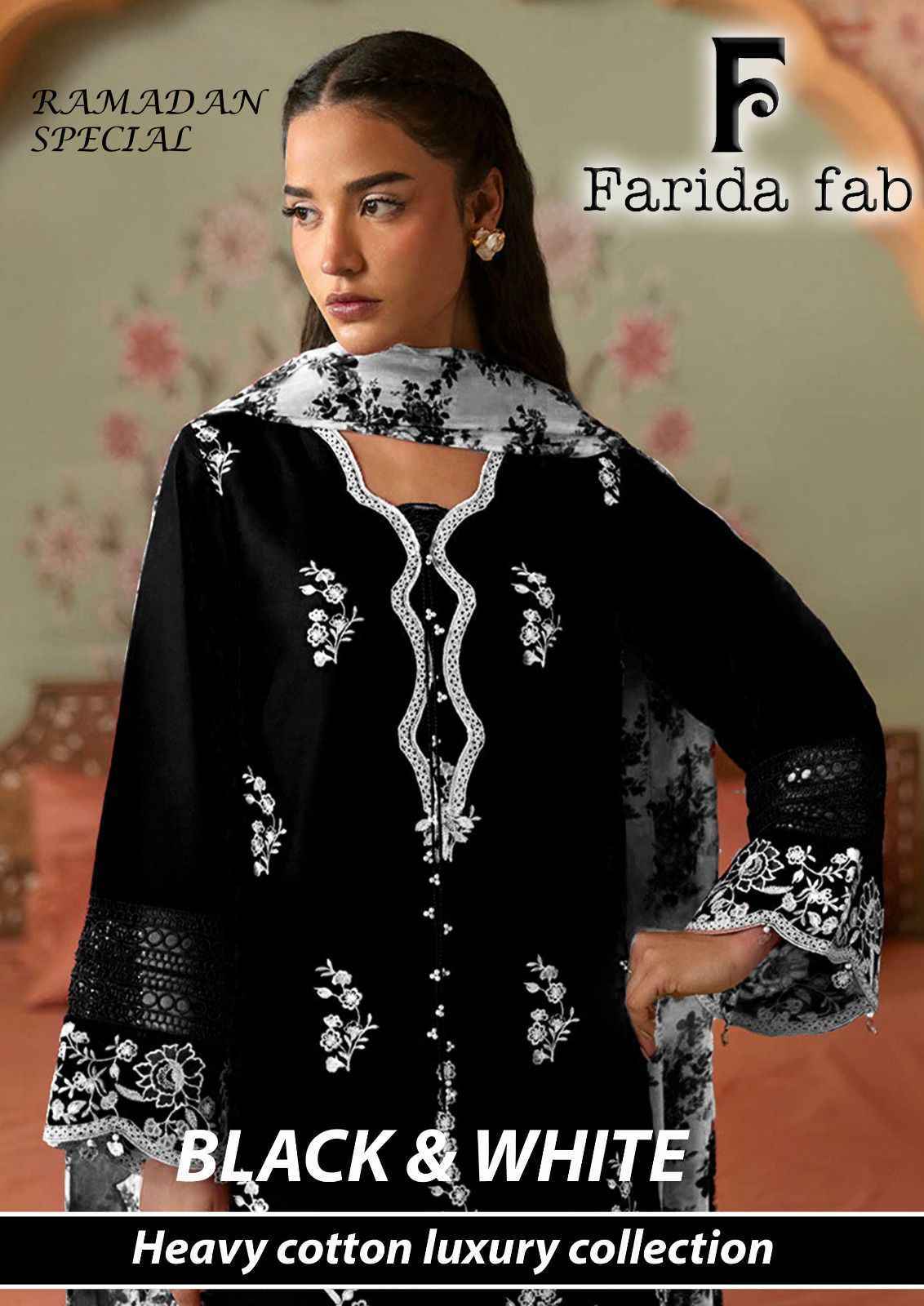 Farida Fab Black & White Readymade Cotton Dress (6 pcs Catalogue)