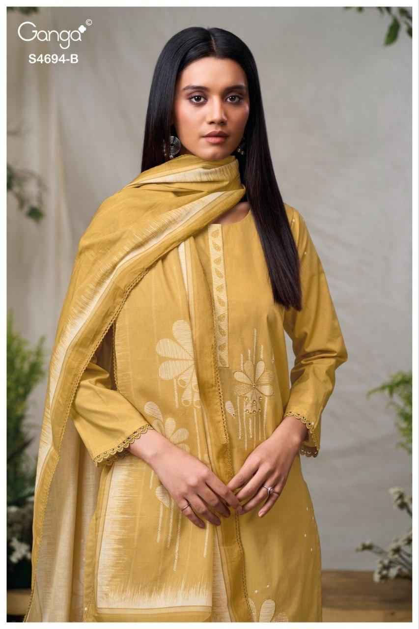 Ganga Aiyanae-4694 Cotton Dress Material (4 pcs Catalogue)