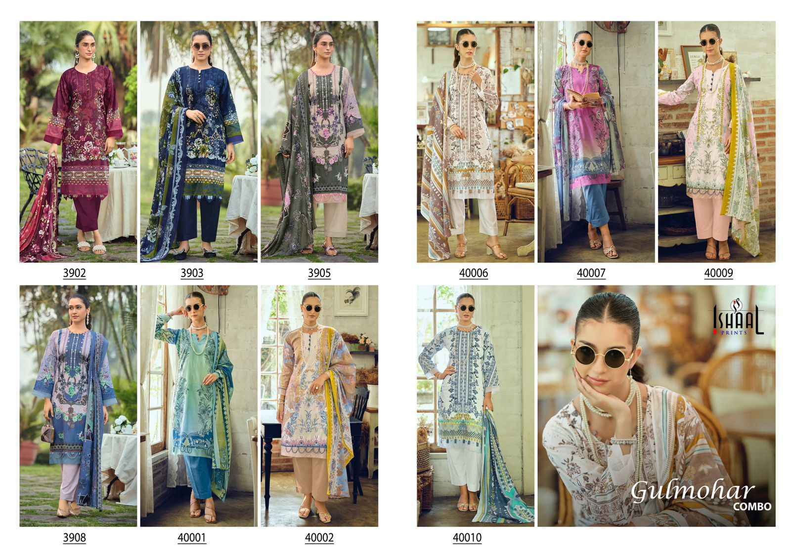 Ishaal Gulmohar Combo Lawn Cotton Dress Material (10 Pc Catalouge)