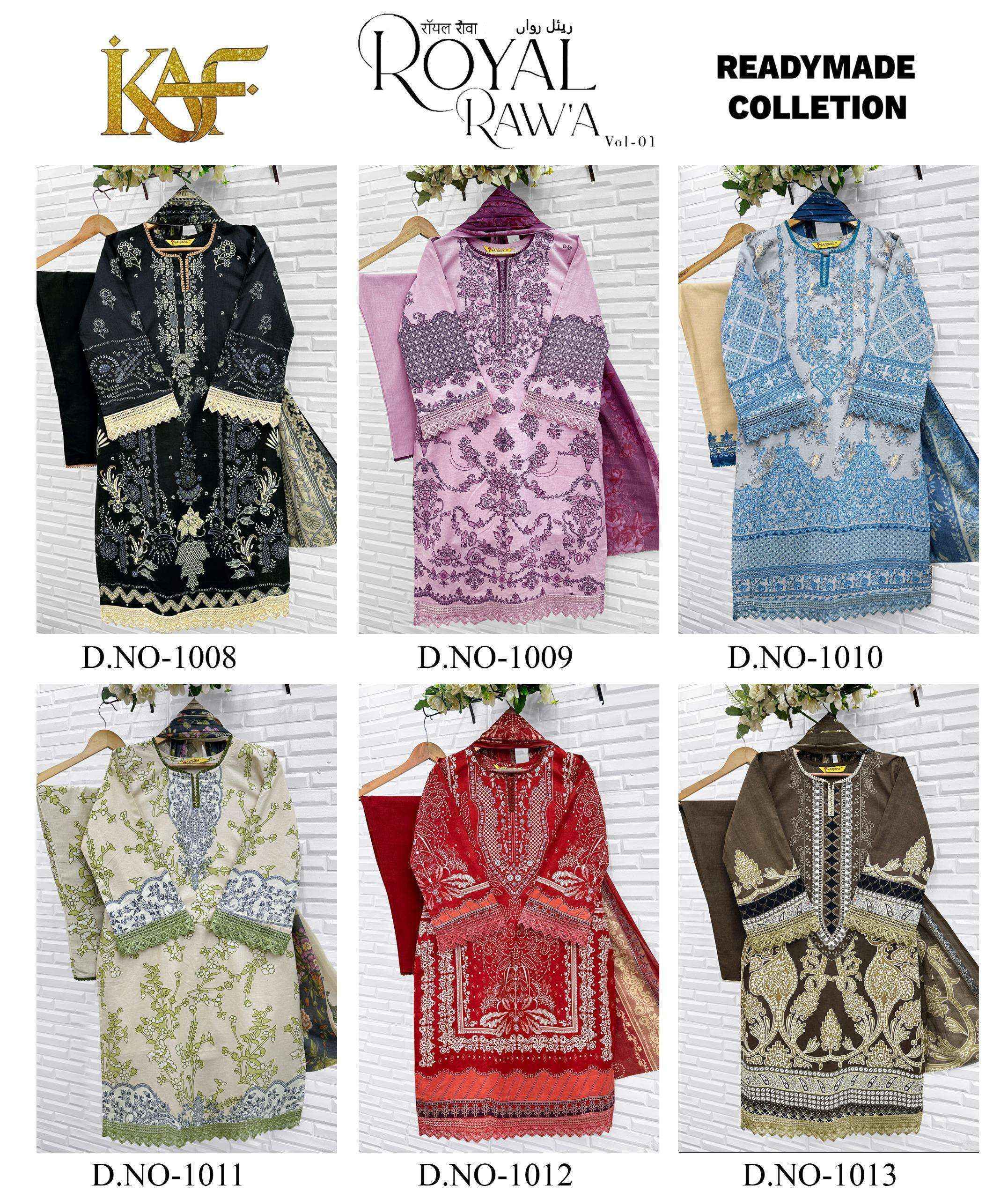 KAF Fabric Royal Rawa Vol-1 Readymade Cotton Dress (6 Pc Catalouge)