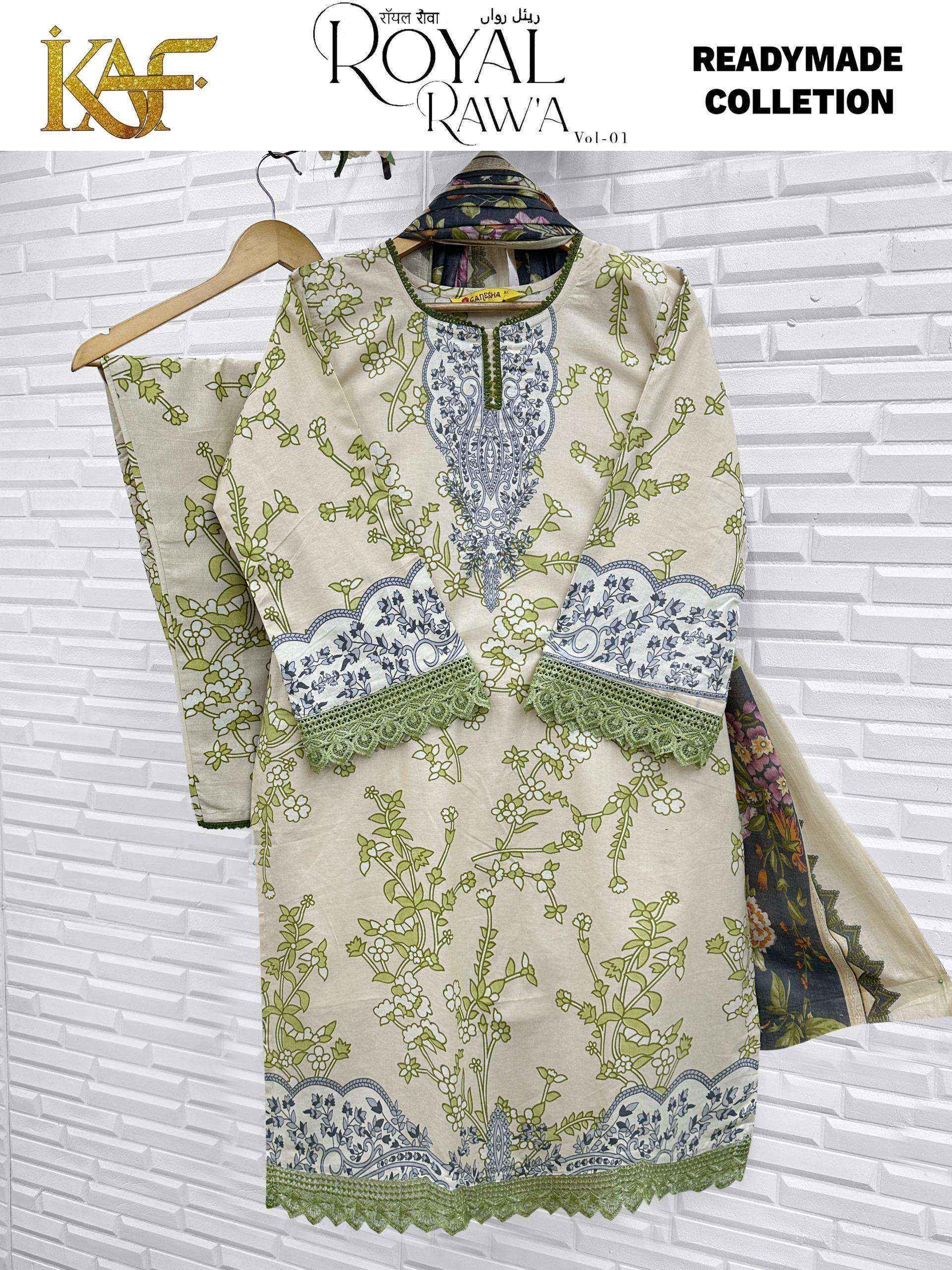 KAF Fabric Royal Rawa Vol-1 Readymade Cotton Dress (6 Pc Catalouge)
