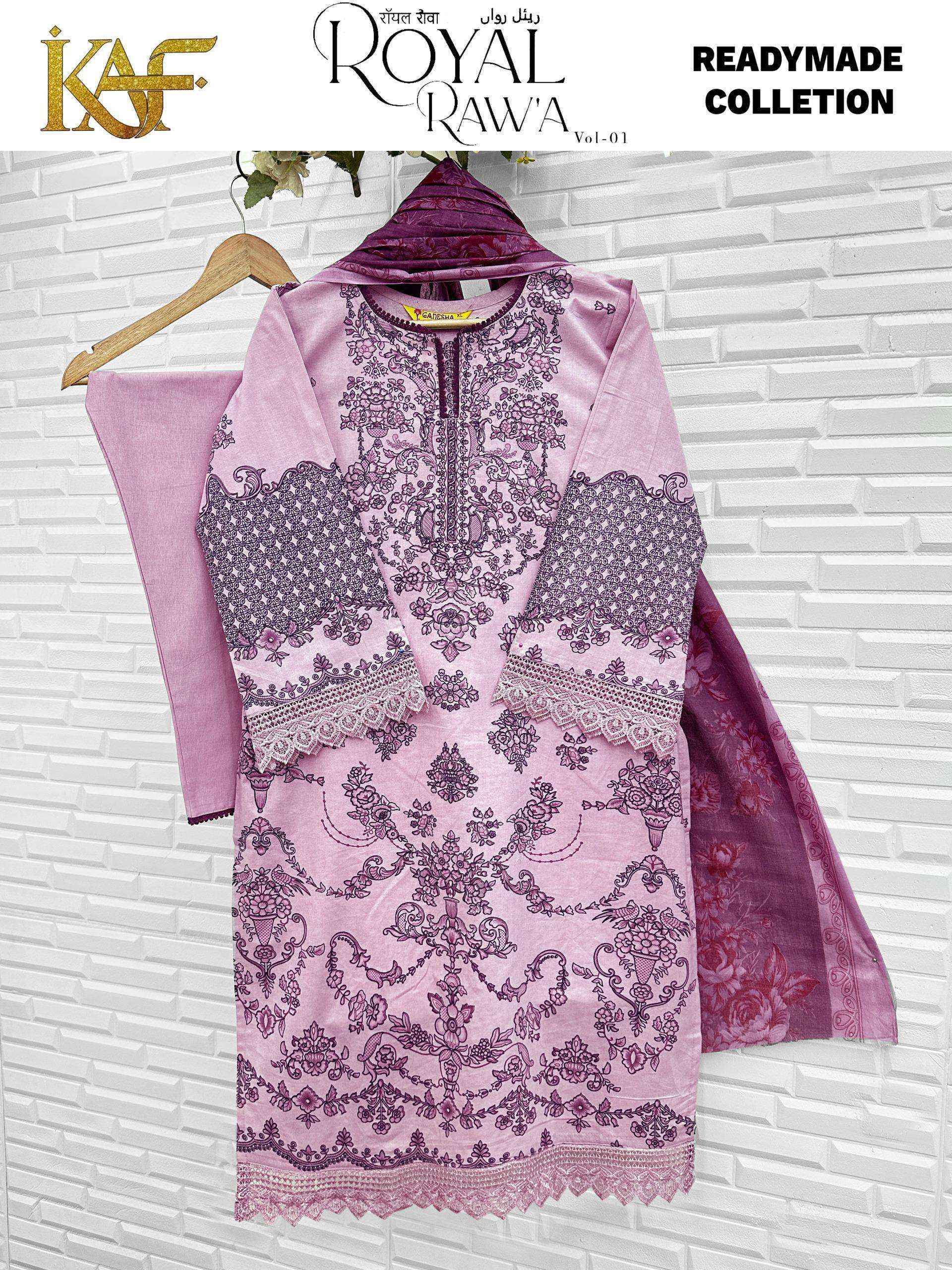 KAF Fabric Royal Rawa Vol-1 Readymade Cotton Dress (6 Pc Catalouge)