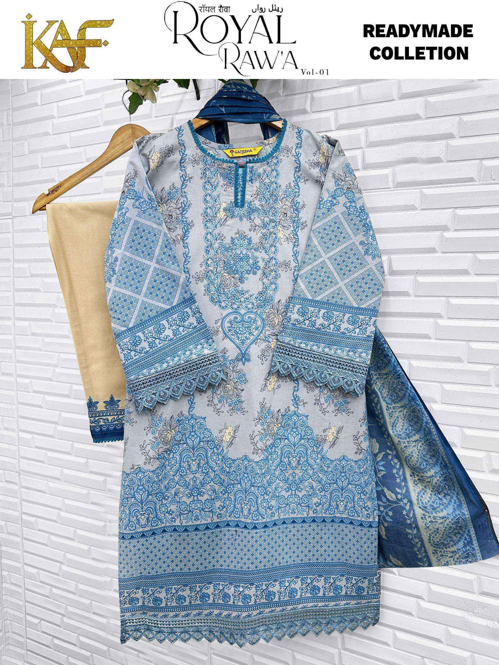 KAF Fabric Royal Rawa Vol-1 Readymade Cotton Dress (6 Pc Catalouge)