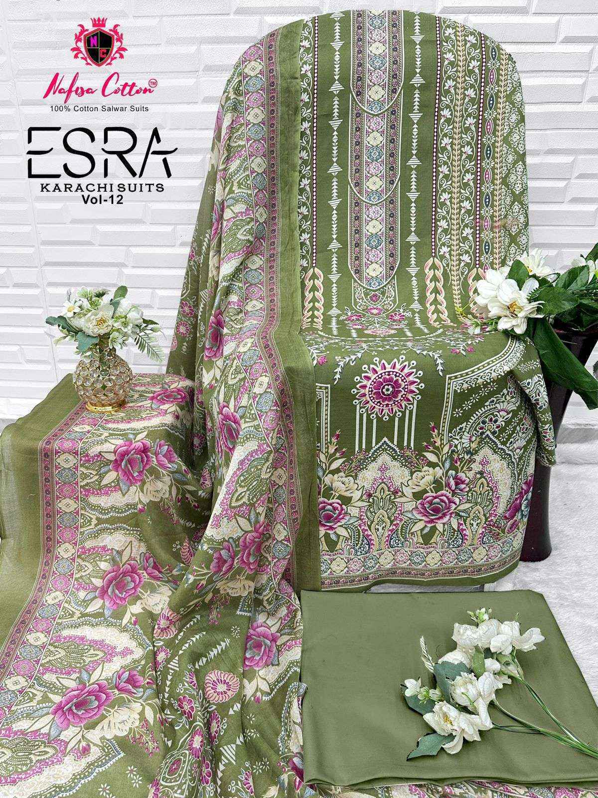 Nafisa Cotton Esra Karachi Vol-12 Cotton Dress Material (6 Pc Catalog)