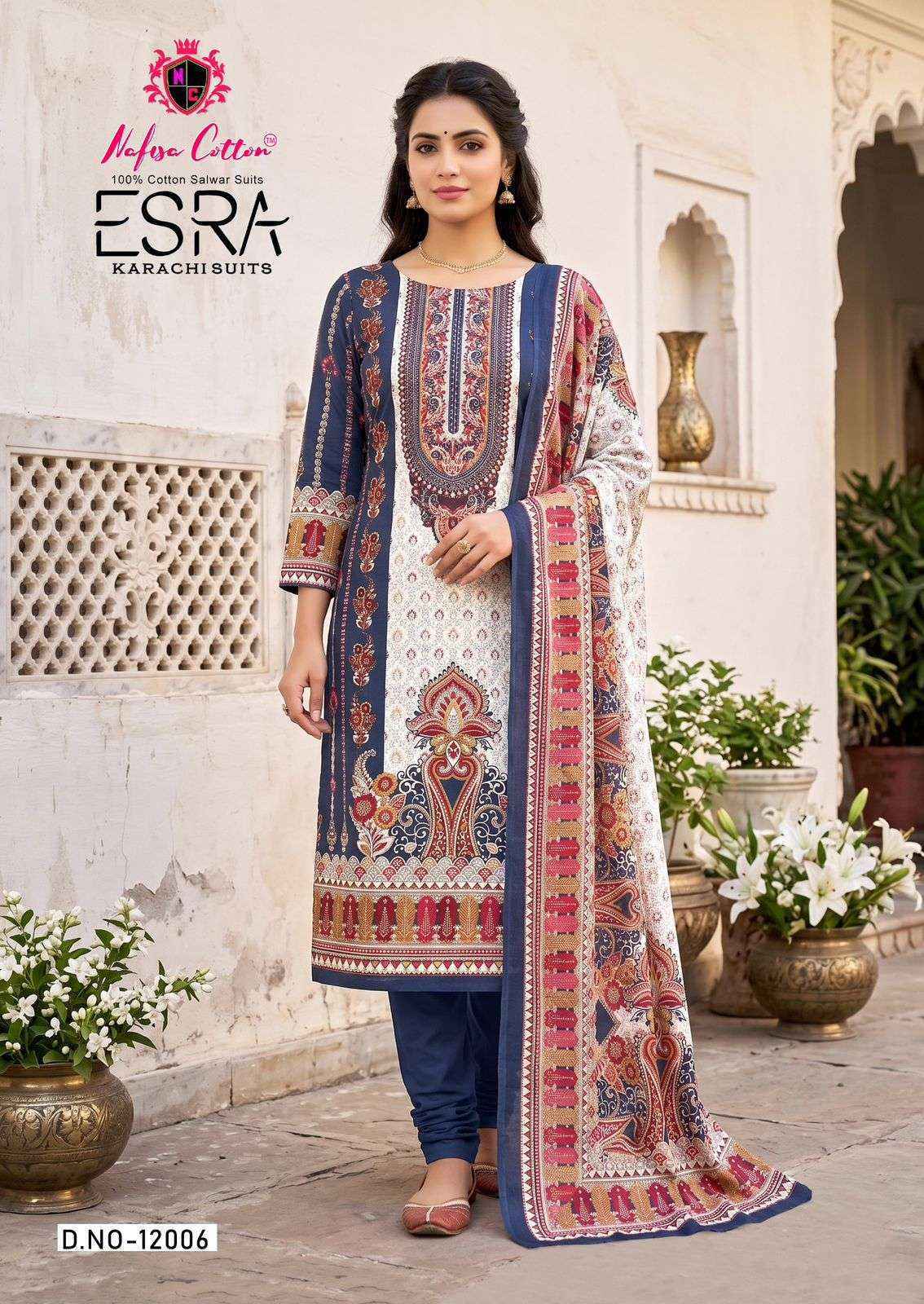 Nafisa Cotton Esra Karachi Vol-12 Cotton Dress Material (6 Pc Catalog)