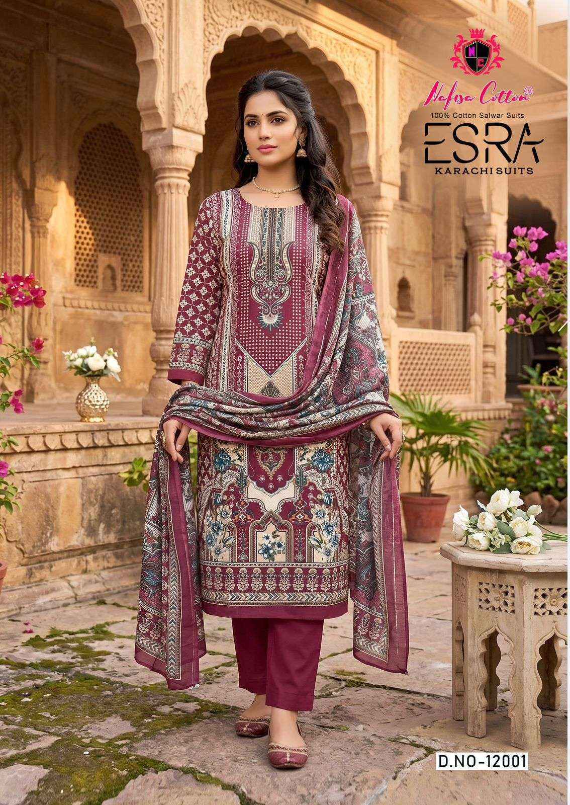 Nafisa Cotton Esra Karachi Vol-12 Cotton Dress Material (6 Pc Catalog)