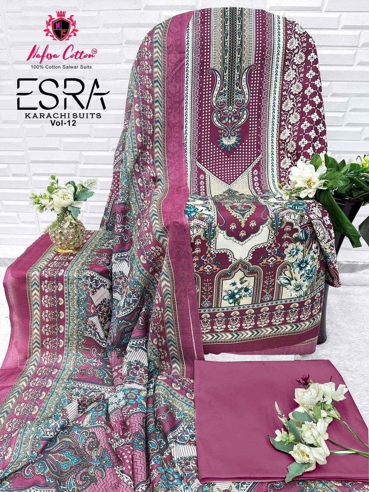 Nafisa Cotton Esra Karachi Vol-12 Cotton Dress Material (6 Pc Catalog)