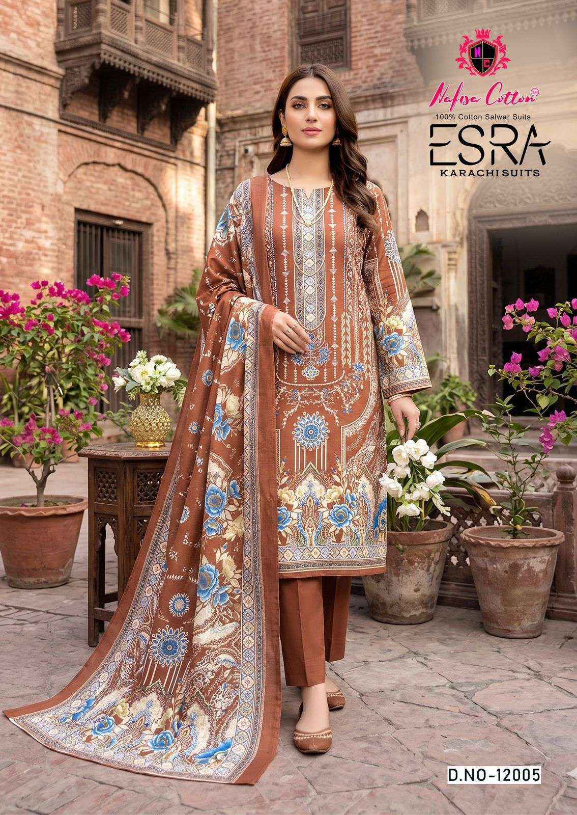 Nafisa Cotton Esra Karachi Vol-12 Cotton Dress Material (6 Pc Catalog)