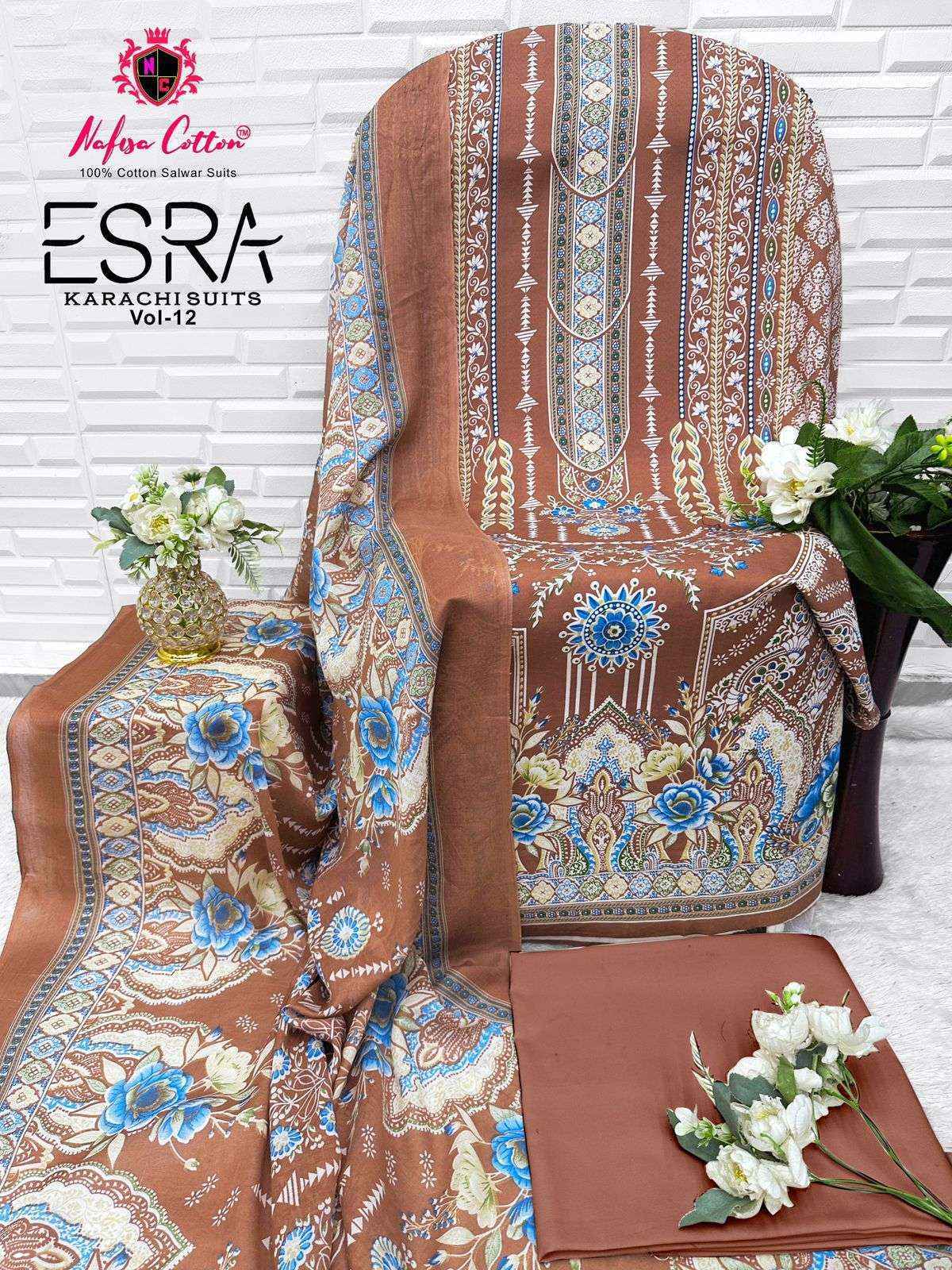 Nafisa Cotton Esra Karachi Vol-12 Cotton Dress Material (6 Pc Catalog)