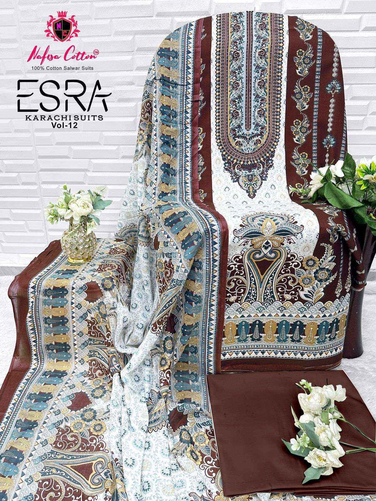Nafisa Cotton Esra Karachi Vol-12 Cotton Dress Material (6 Pc Catalog)