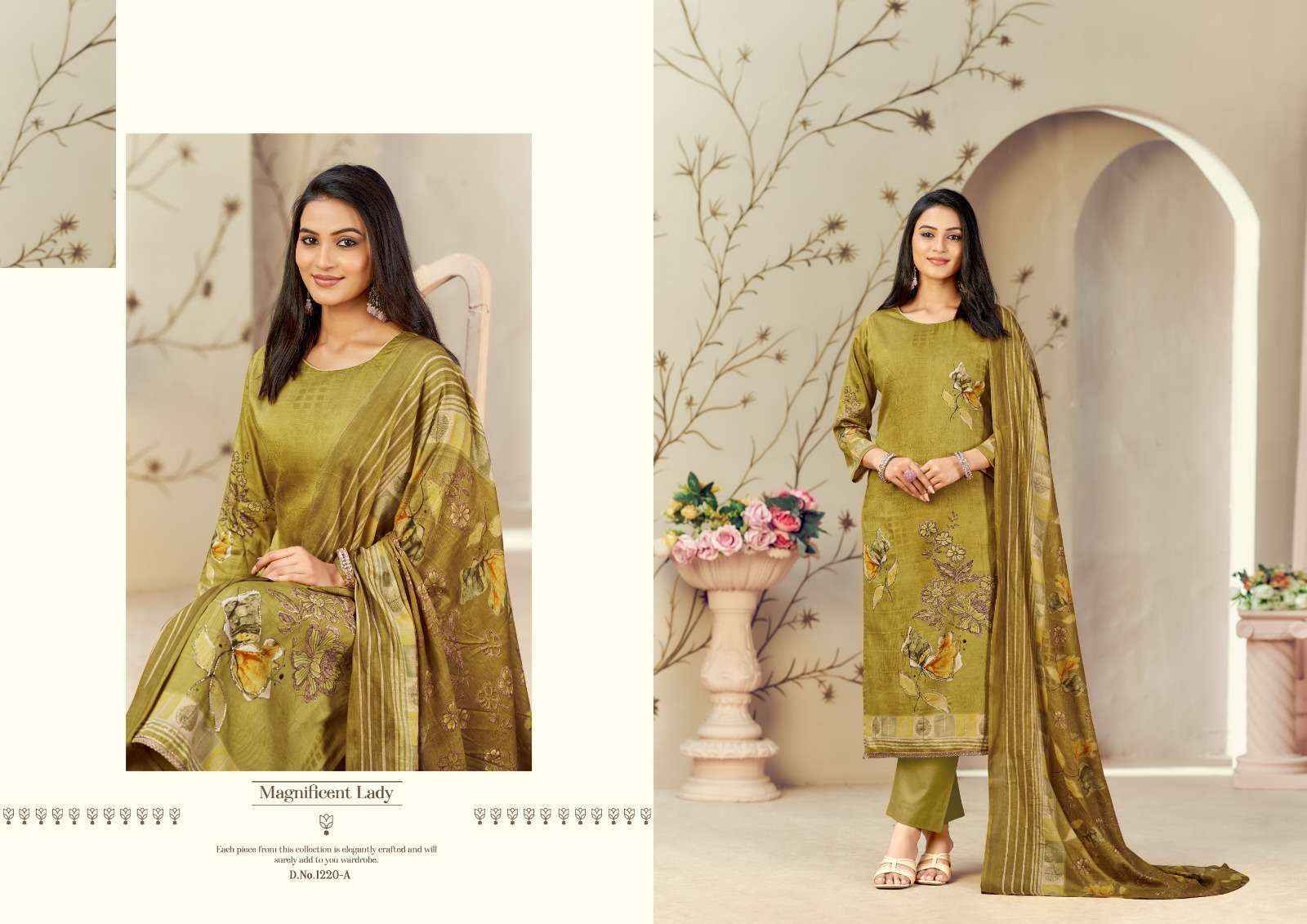 Radhika Fashion Azara Kayka D No-1220 Jam Cotton Dress Material (4 pcs Catalogue)