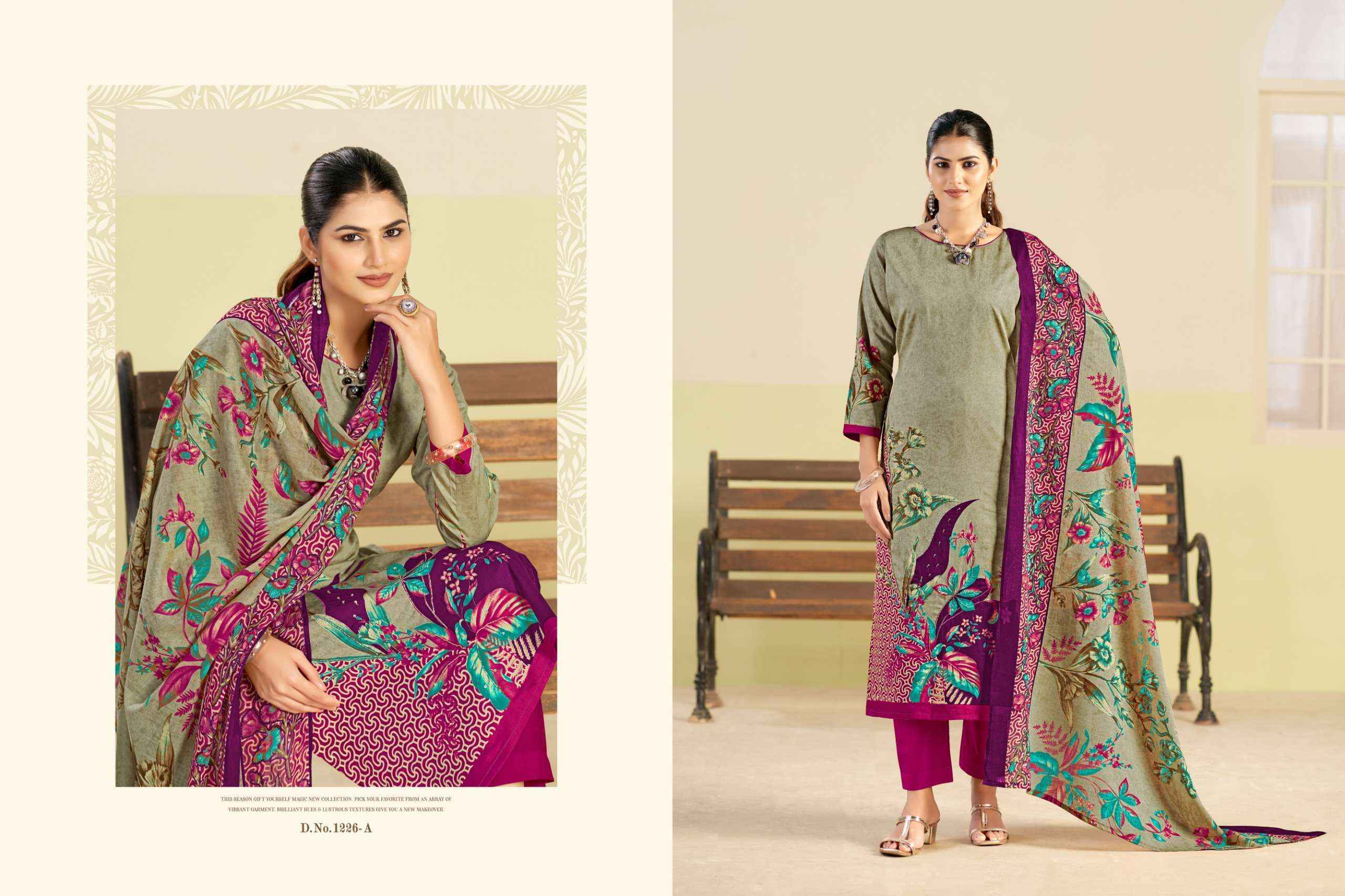 Radhika Fashion Azara Kayka D No-1226 Jam Cotton Dress Material (4 pcs Catalogue)