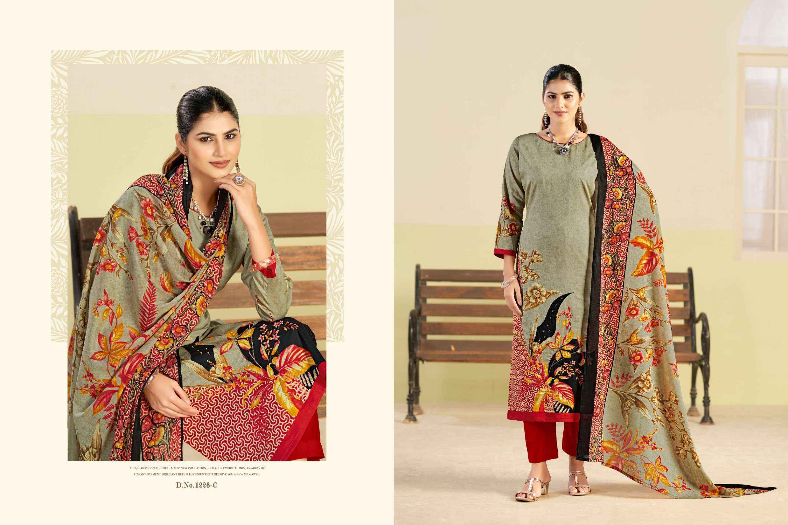 Radhika Fashion Azara Kayka D No-1226 Jam Cotton Dress Material (4 pcs Catalogue)