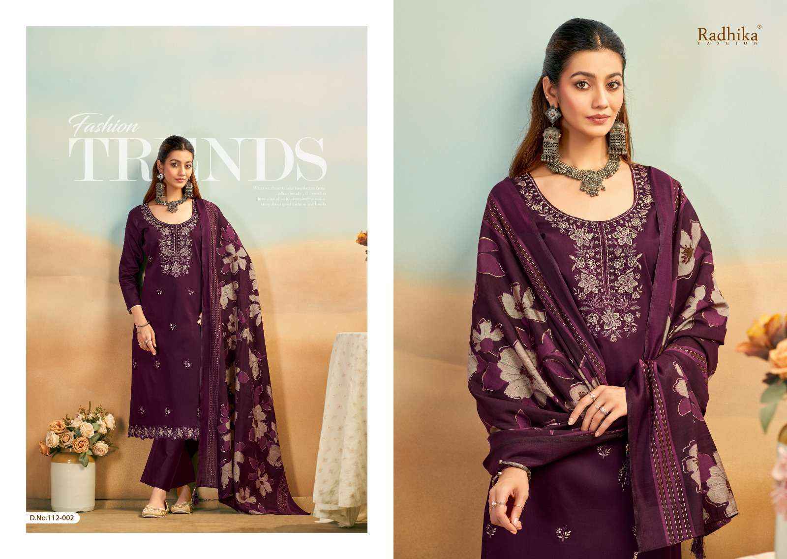 Radhika Fashion Azara Shafinaz Jam Cotton Dress Material (6 pcs Catalogue