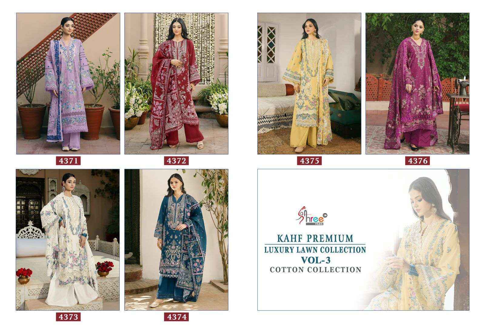 Shree Fabs Kahf Premium Embroidered Collection Vol 3 Cotton Collection Cotton Dress Material 6 pcs Catalogue