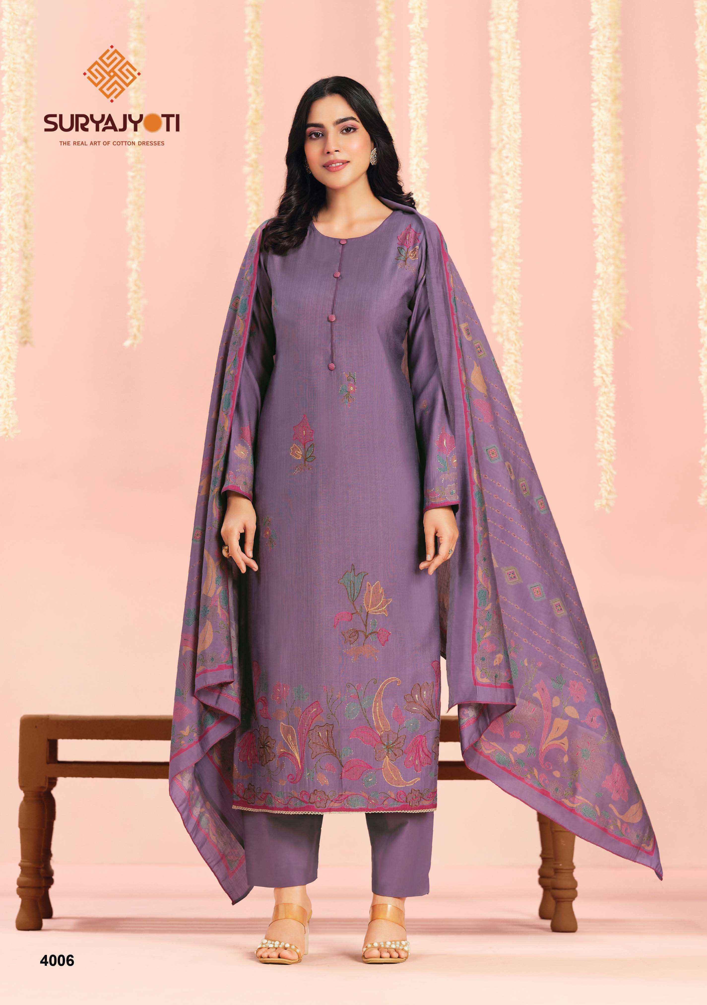 Suryajyoti Chikiri Vol-4 Roman Silk Dress Material (6 Pcs Catalouge)