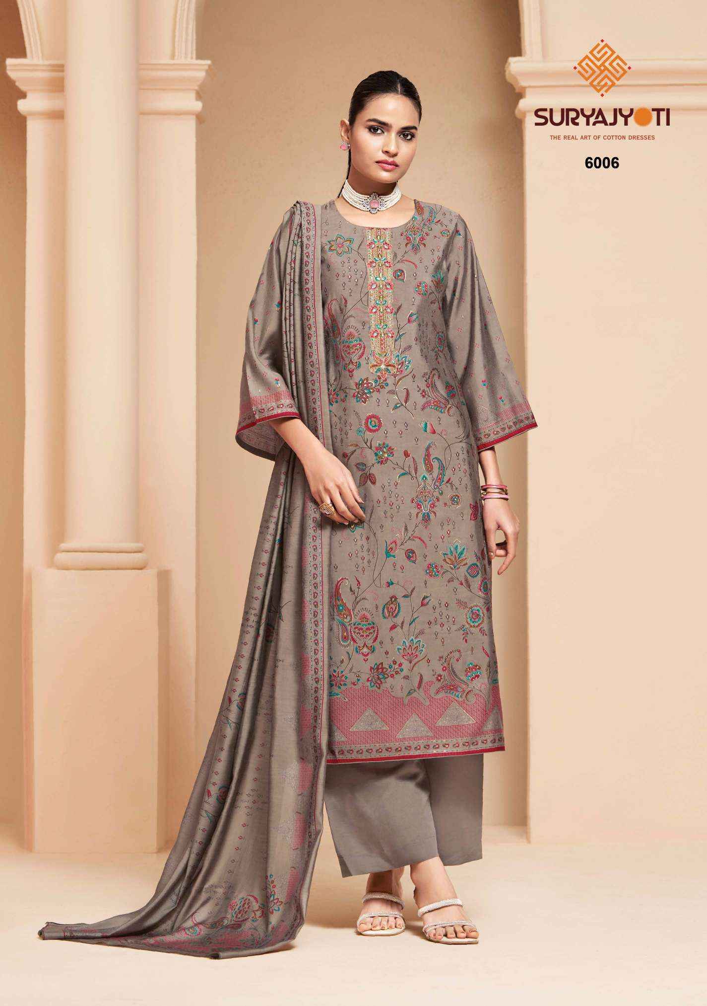 Suryajyoti Kajal Vol-6 Modal Silk Dress Material (6 pcs Catalogue)