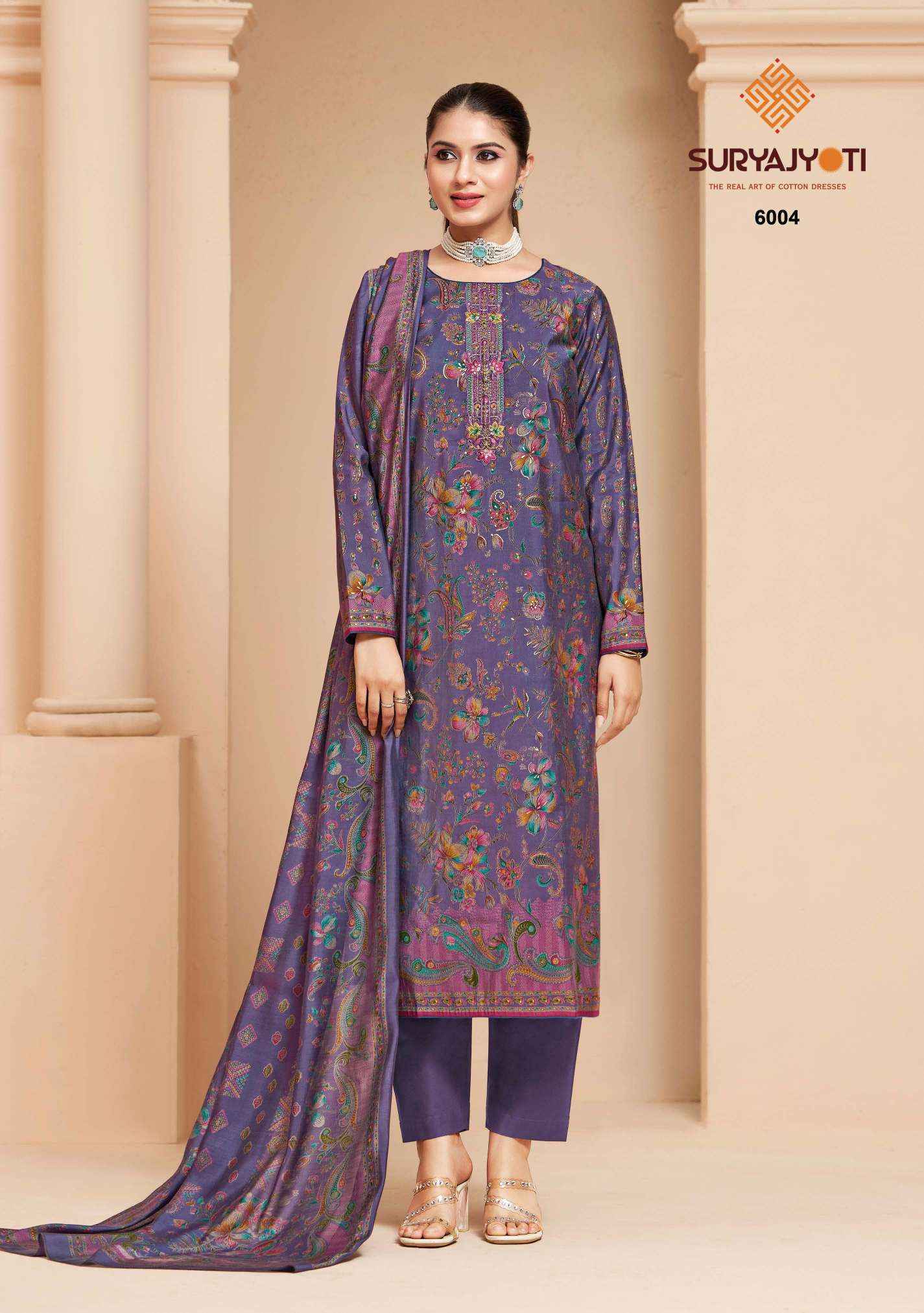 Suryajyoti Kajal Vol-6 Modal Silk Dress Material (6 pcs Catalogue)