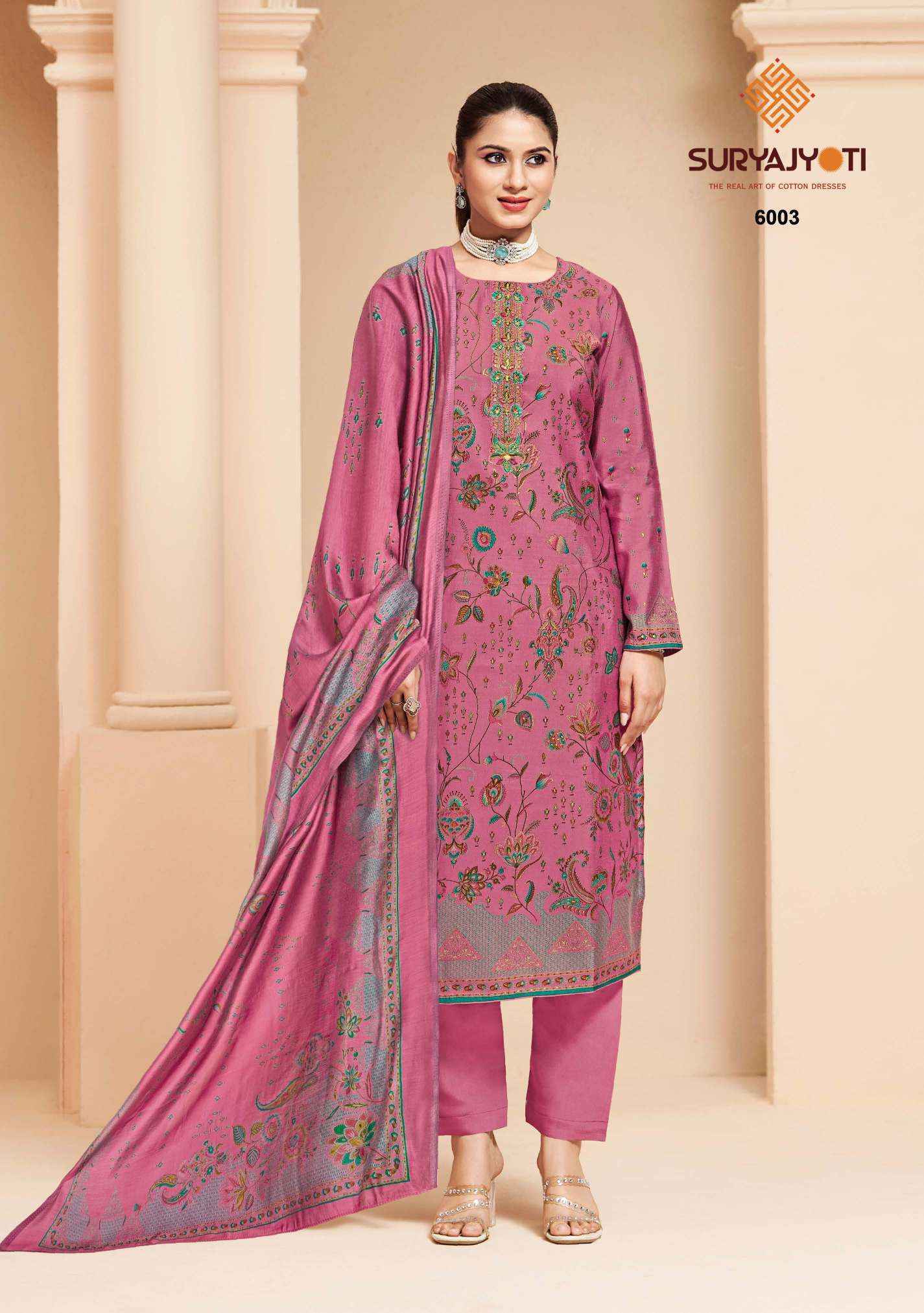 Suryajyoti Kajal Vol-6 Modal Silk Dress Material (6 pcs Catalogue)