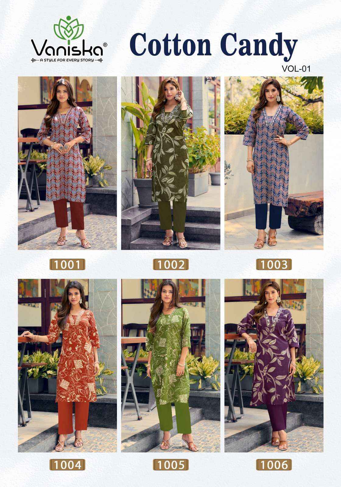 Vaniska Cotton Candy Vol-1 Cotton Kurti With Bottom (6 pcs Catalogue)
