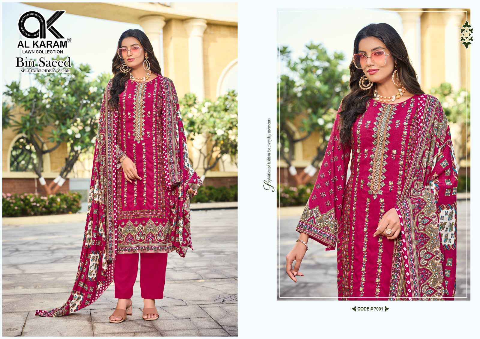 Al Karam Bin Saeed Vol-7 Viscose Reyon Dress Material (6 pcs Catalogue)