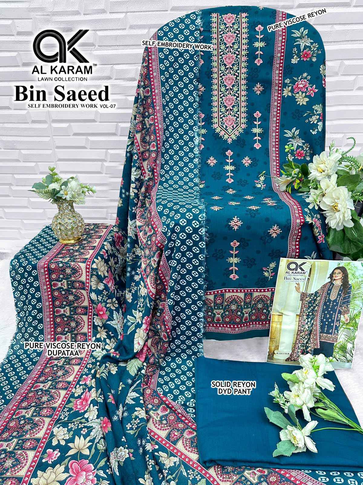 Al Karam Bin Saeed Vol-7 Viscose Reyon Dress Material (6 pcs Catalogue)